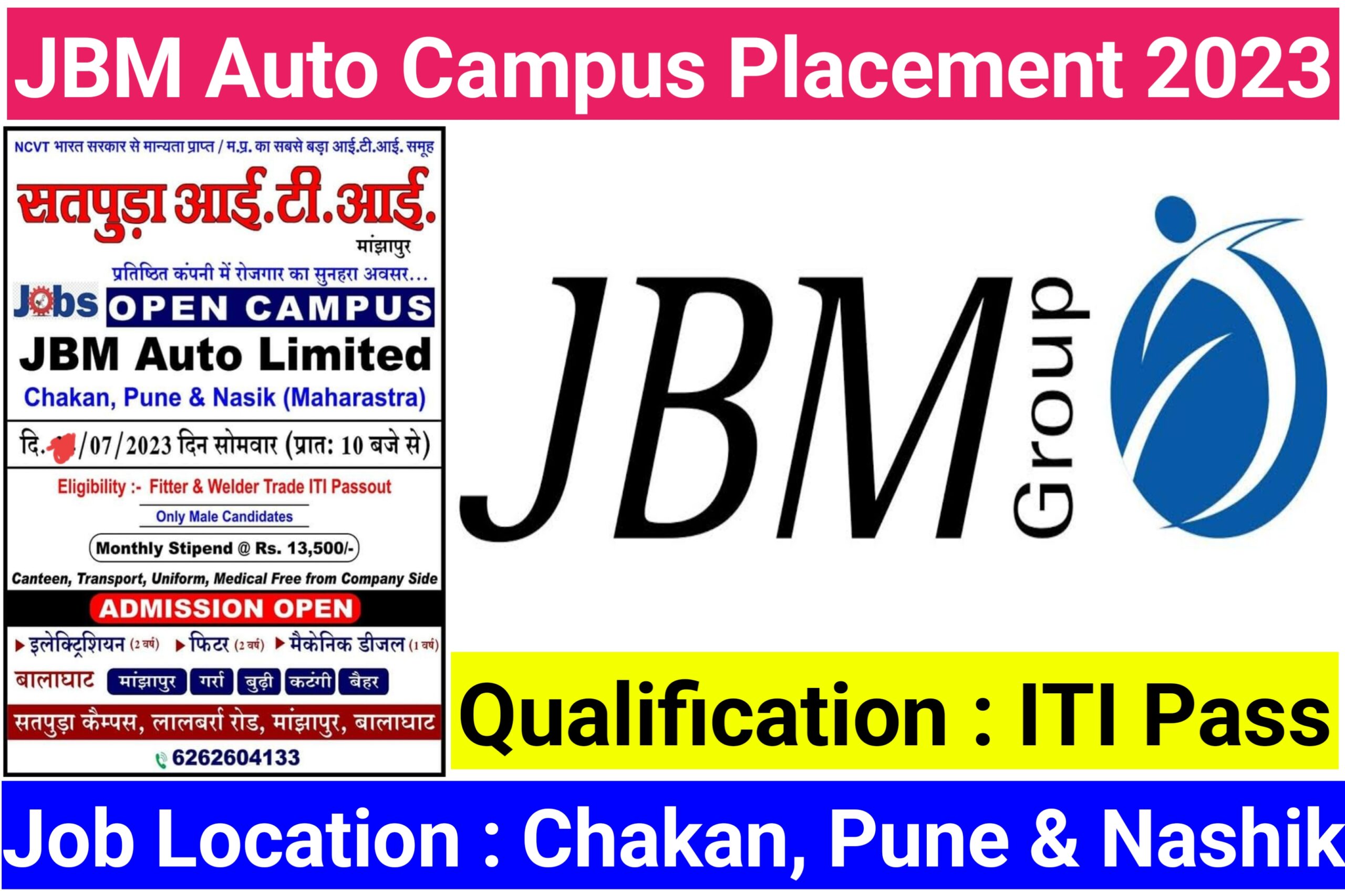 JBM Auto LTD Campus Placement 2023 | For ITI | In Pune