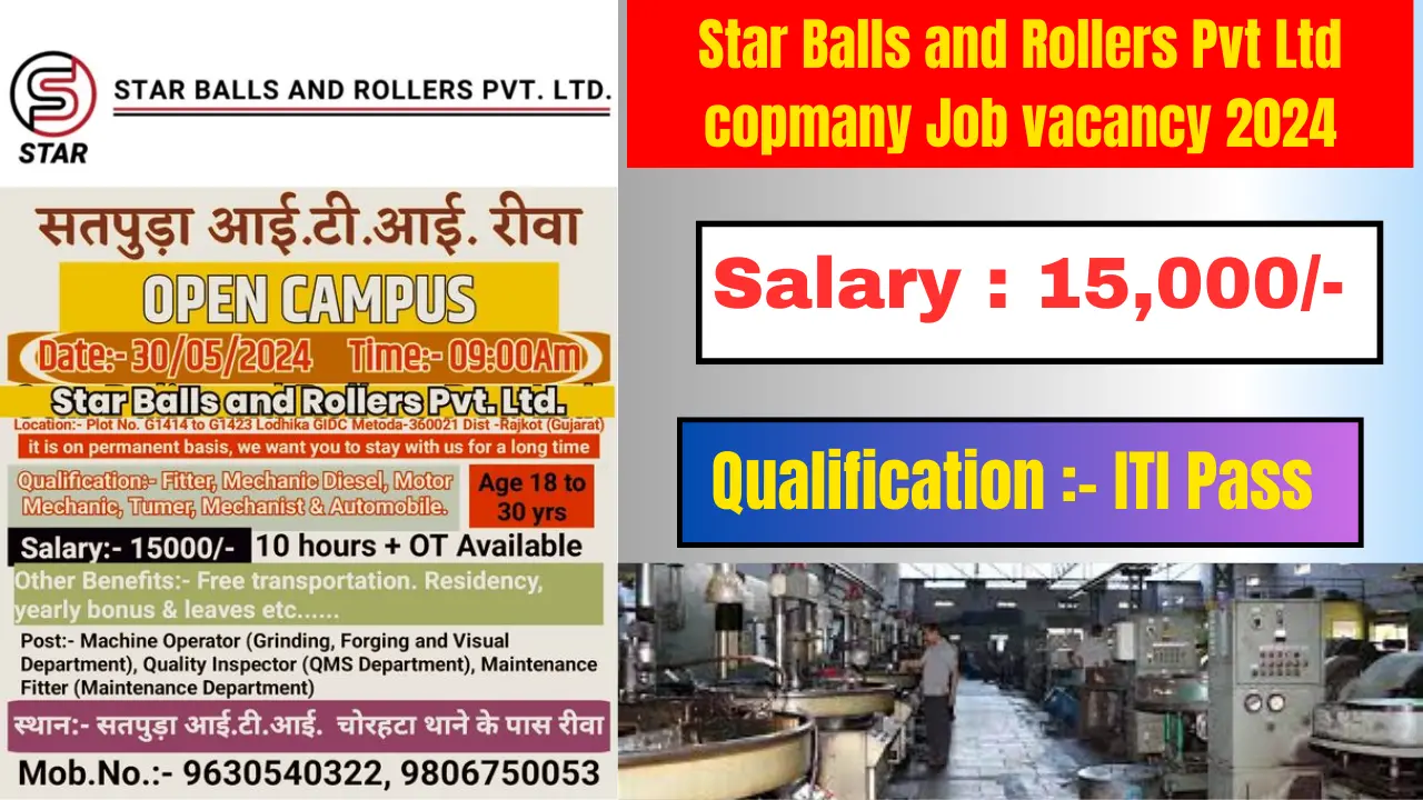 Star Balls and Rollers Pvt Ltd copmany Job vacancy 2024