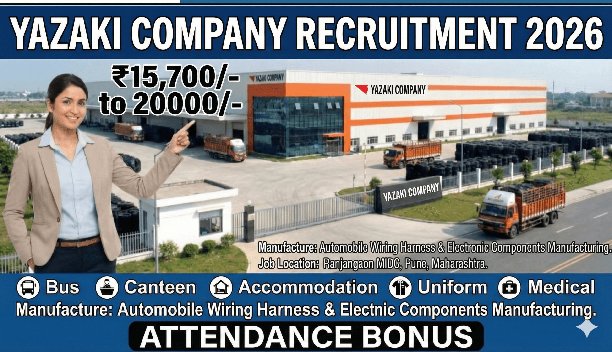 Yazaki Company Job Pune Recruitment 2026 | Ranjangaon MIDC Vacancy