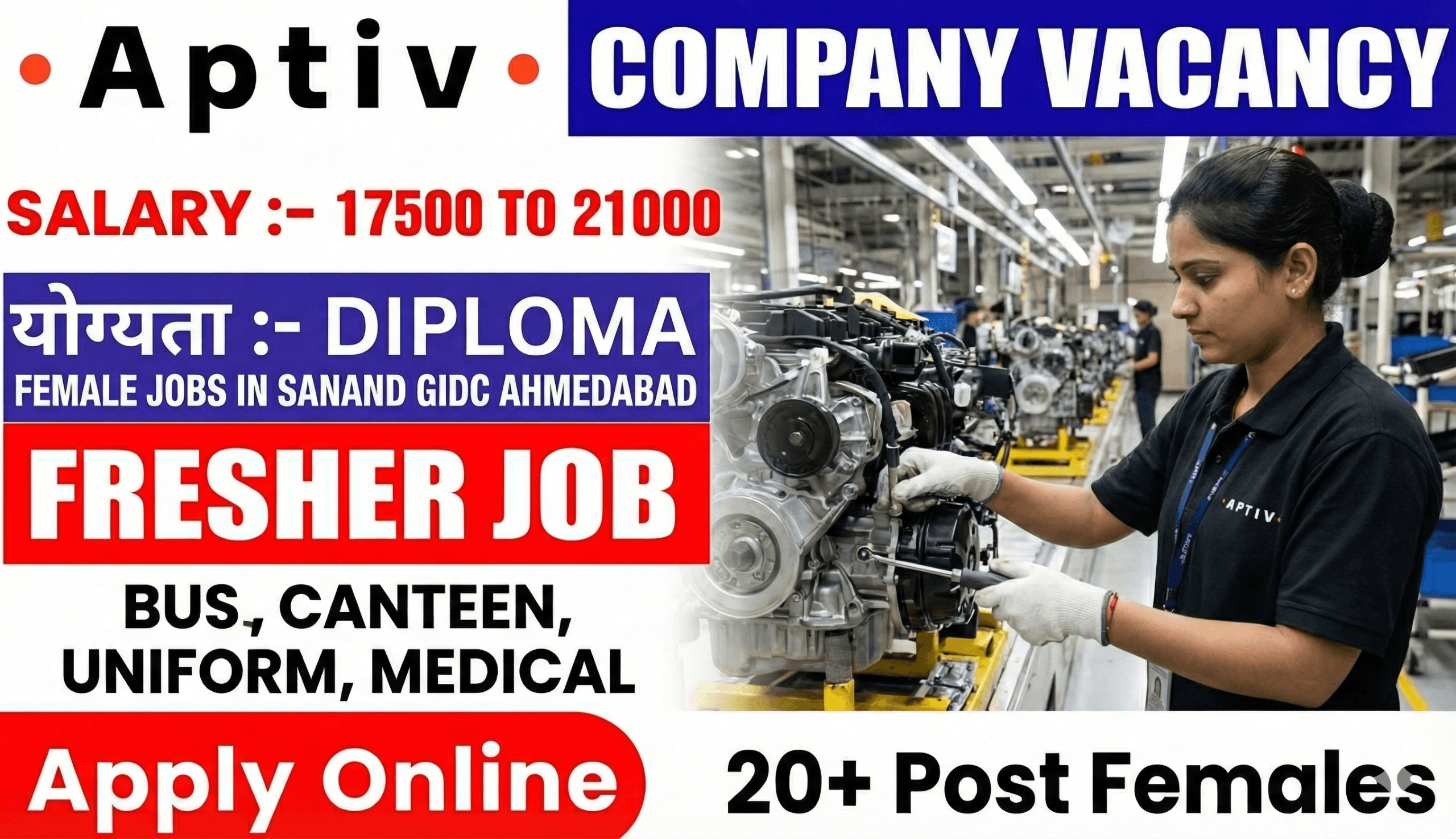 Aptiv Recruitment 2026 | Diploma Female Jobs in Sanand GIDC Ahmedabad |