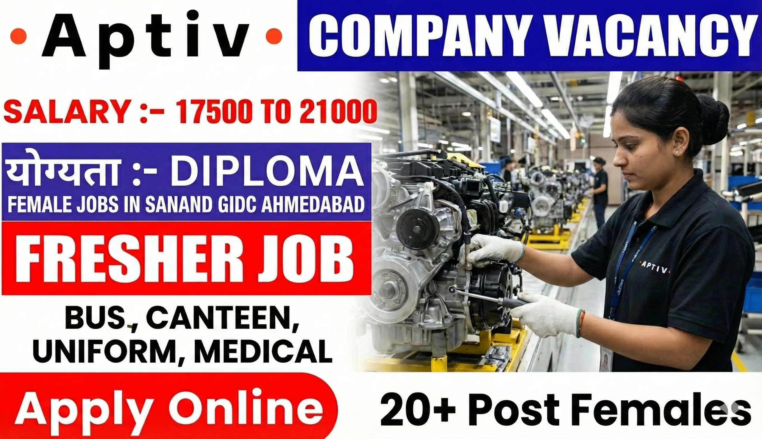 Aptiv Recruitment 2026 | Diploma Female Jobs in Sanand GIDC Ahmedabad |
