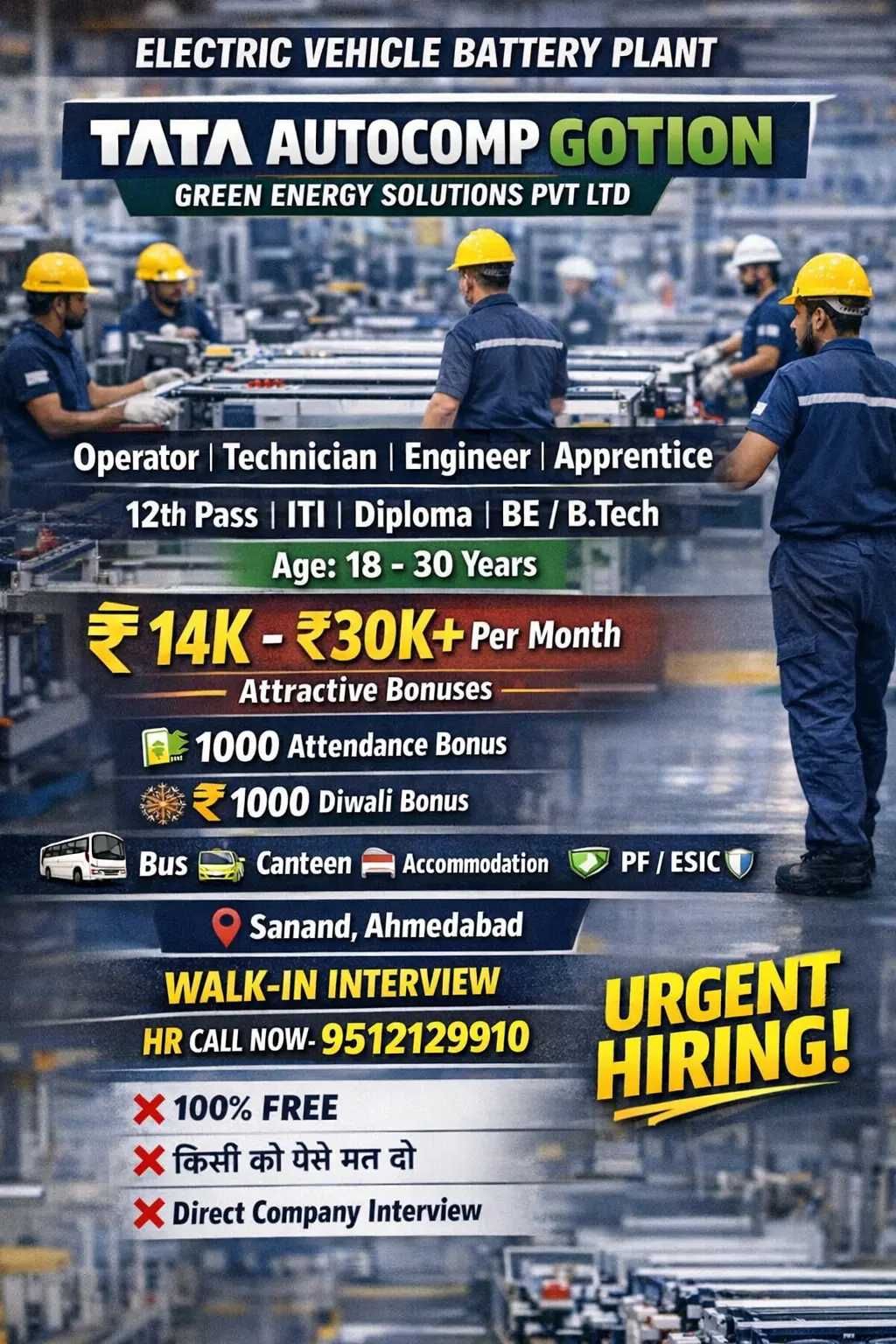 Tata Autocomp Gotion Green Energy Solutions PVT LTD Tata Autocomp Gotion Job Vacancy 2026 Job Vacancy