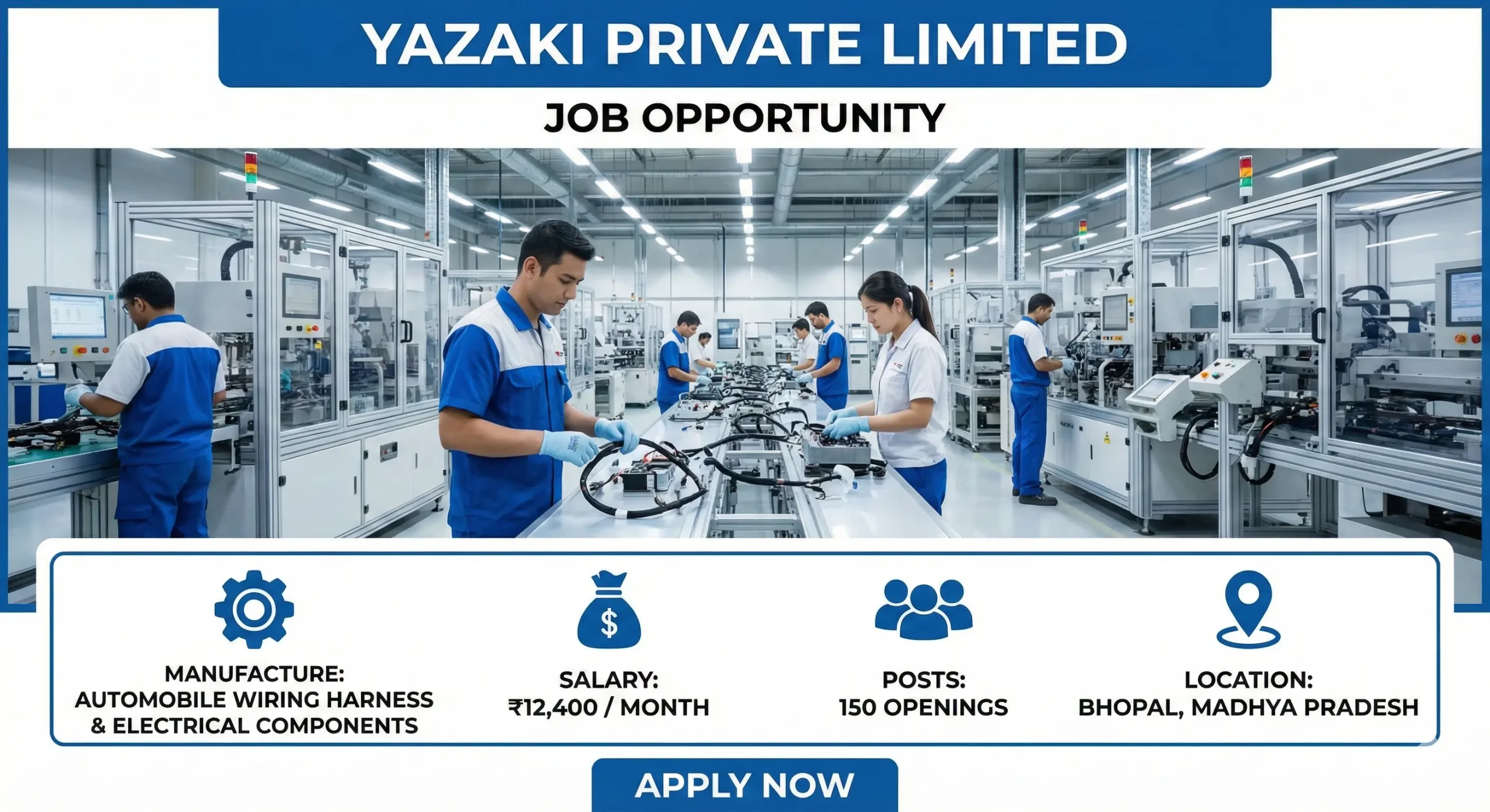Yazaki Private Limited Recruitment 2026 in Bhopal | Helper to Quality Inspector Jobs