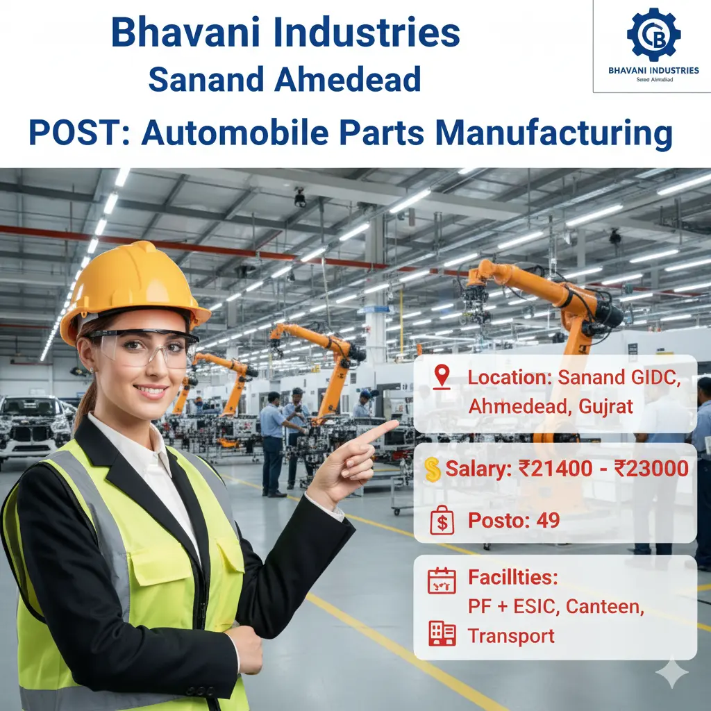 Bhavani Industries Sanand Recruitment 2026 | Factory Job in Ahmedabad