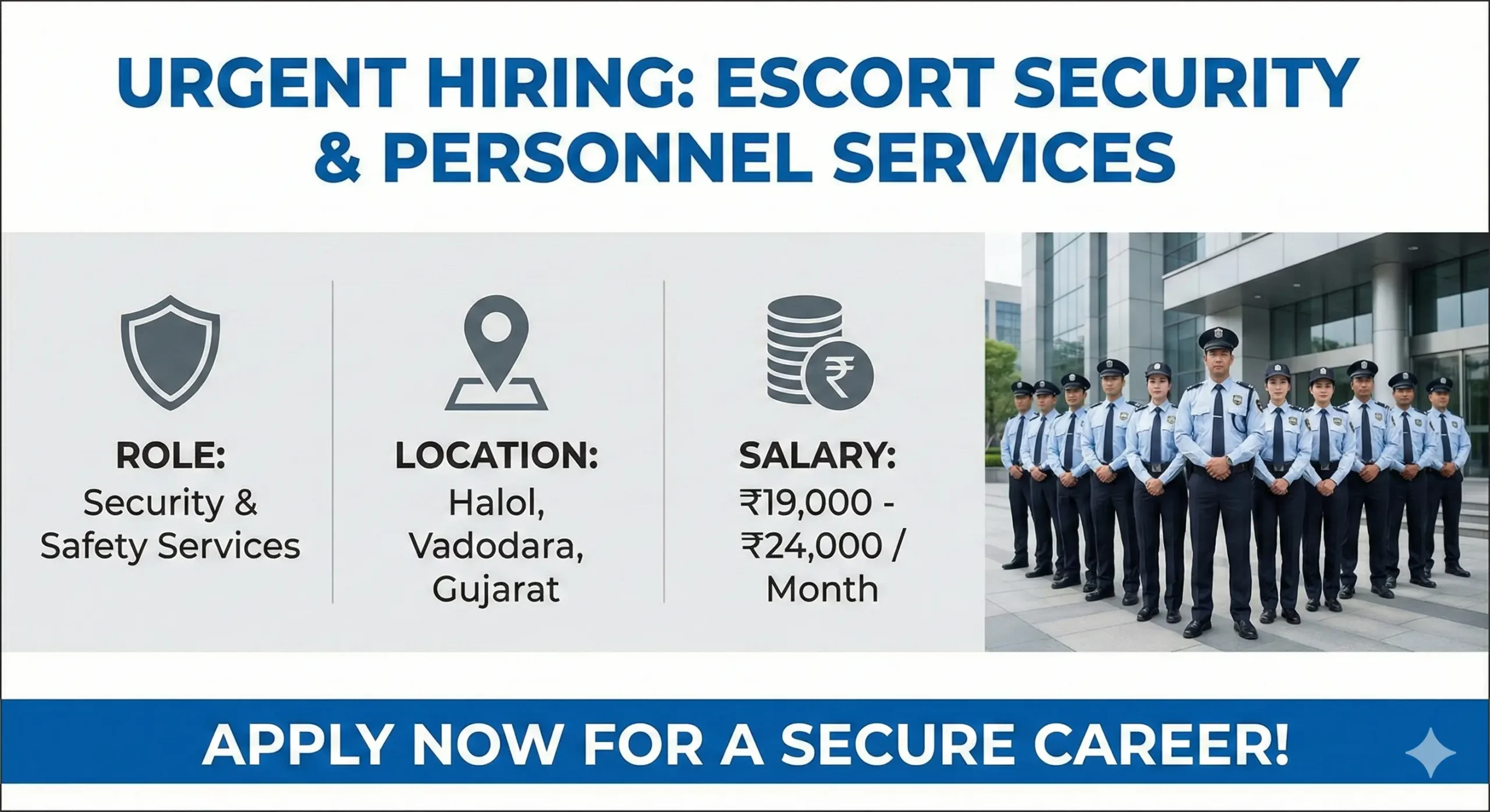 Escort Security & Personnel Services Recruitment 2026 | Halol Supervisor Vacancy