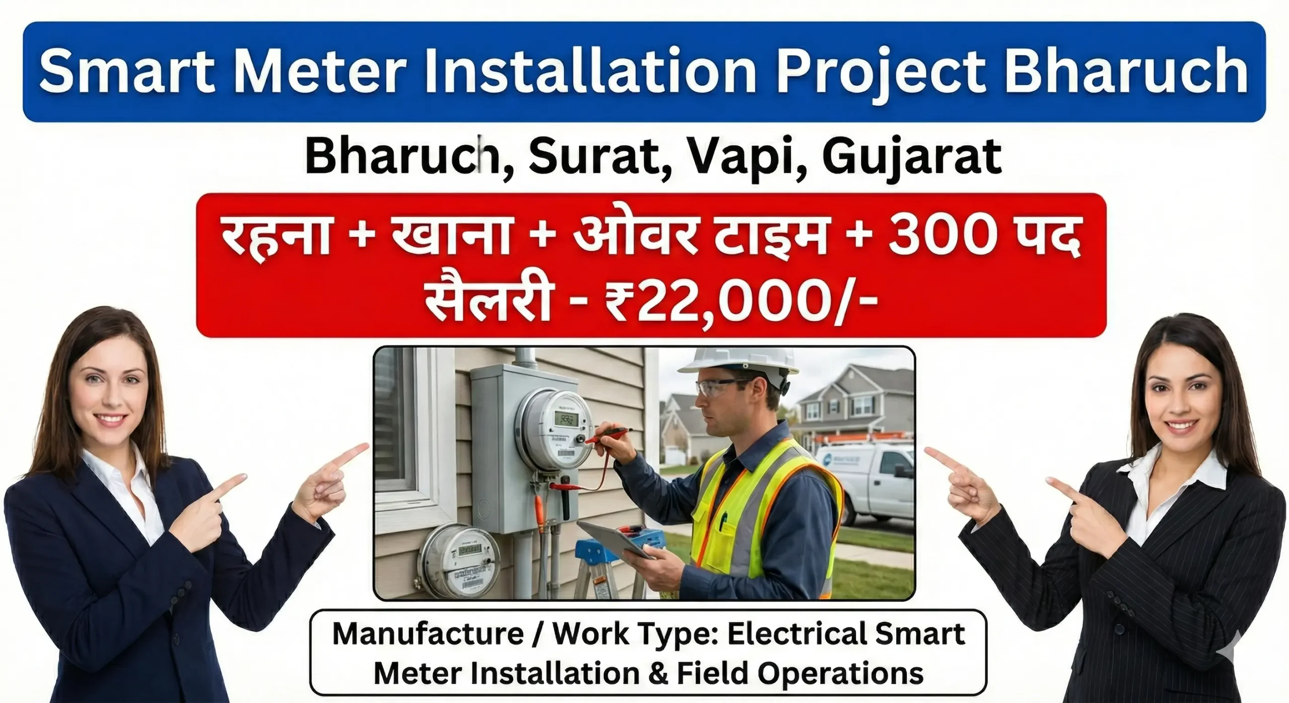 Smart Meter Installation Bharuch Recruitment 2026 | ITI Electrician Vacancy