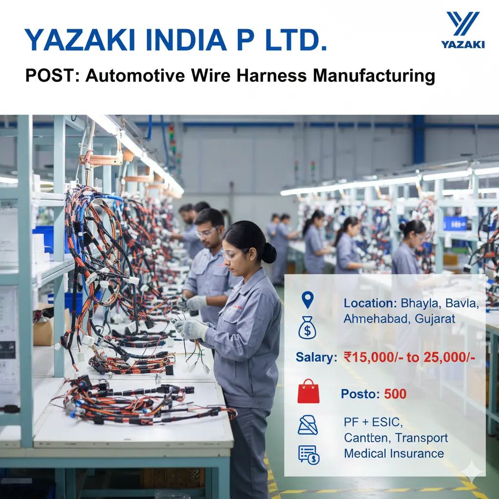 Yazaki India Pvt Ltd Recruitment 2026 | Bavla Wire Harness Factory Job