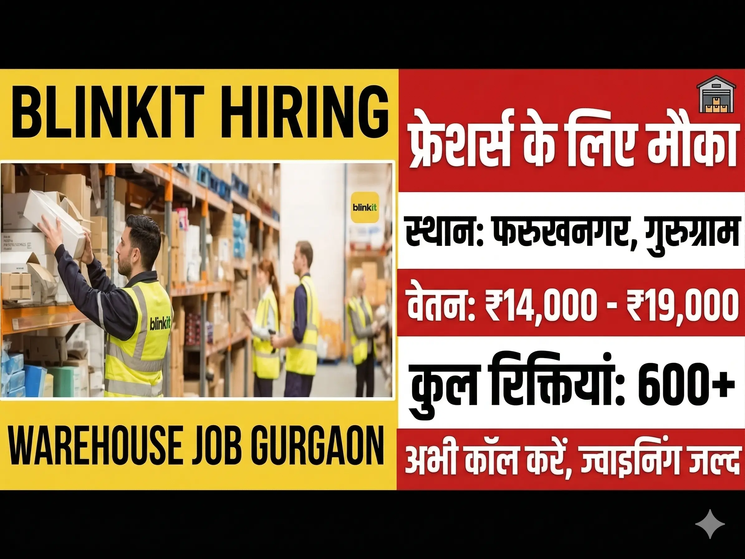 Blinkit Recruitment 2026 | Gurgaon Warehouse Job Vacancy