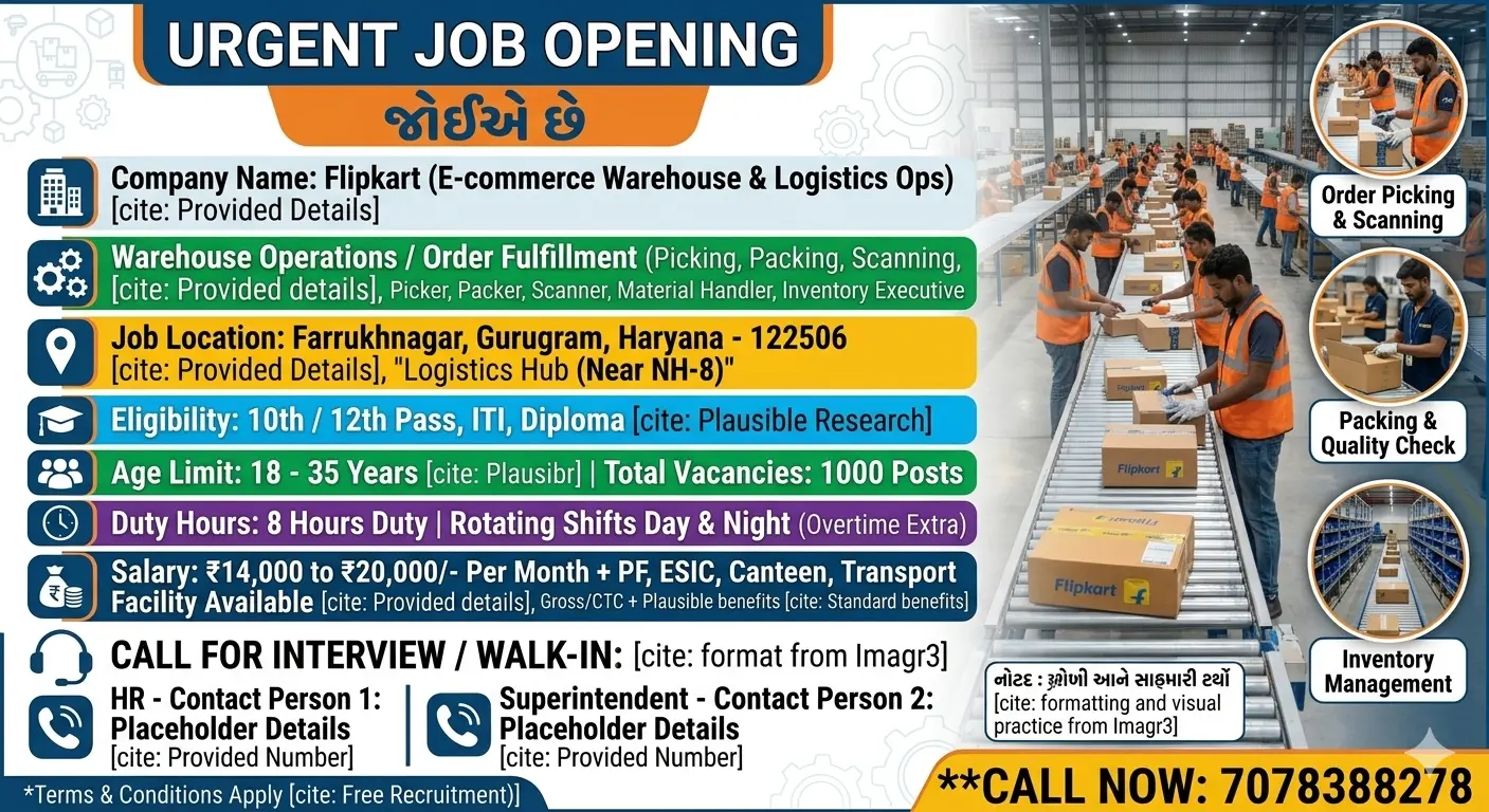 Flipkart Recruitment 2026 | Gurgaon Warehouse Job Vacancy