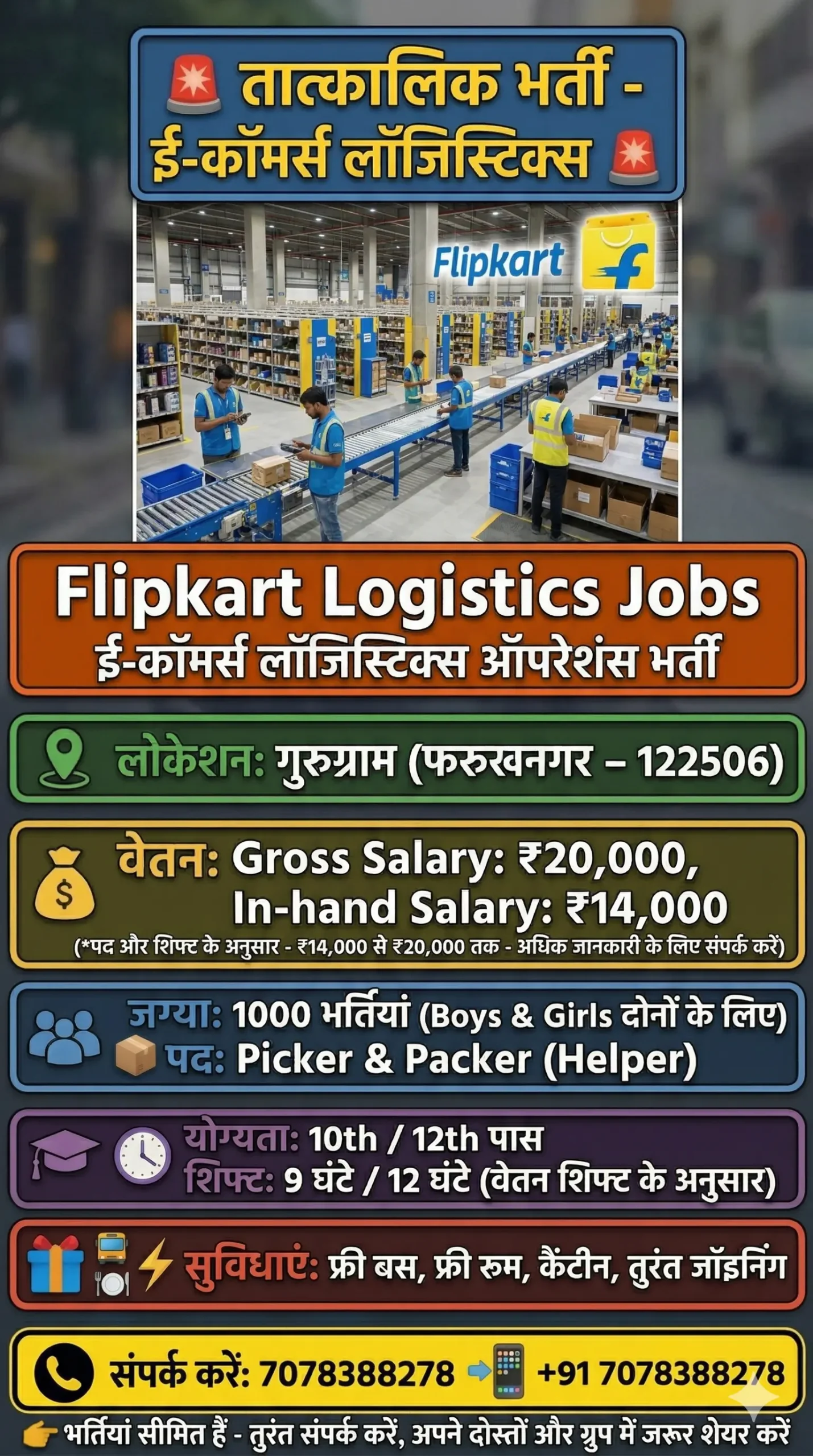 Flipkart Recruitment 2026 | Gurgaon Warehouse Job Vacancy