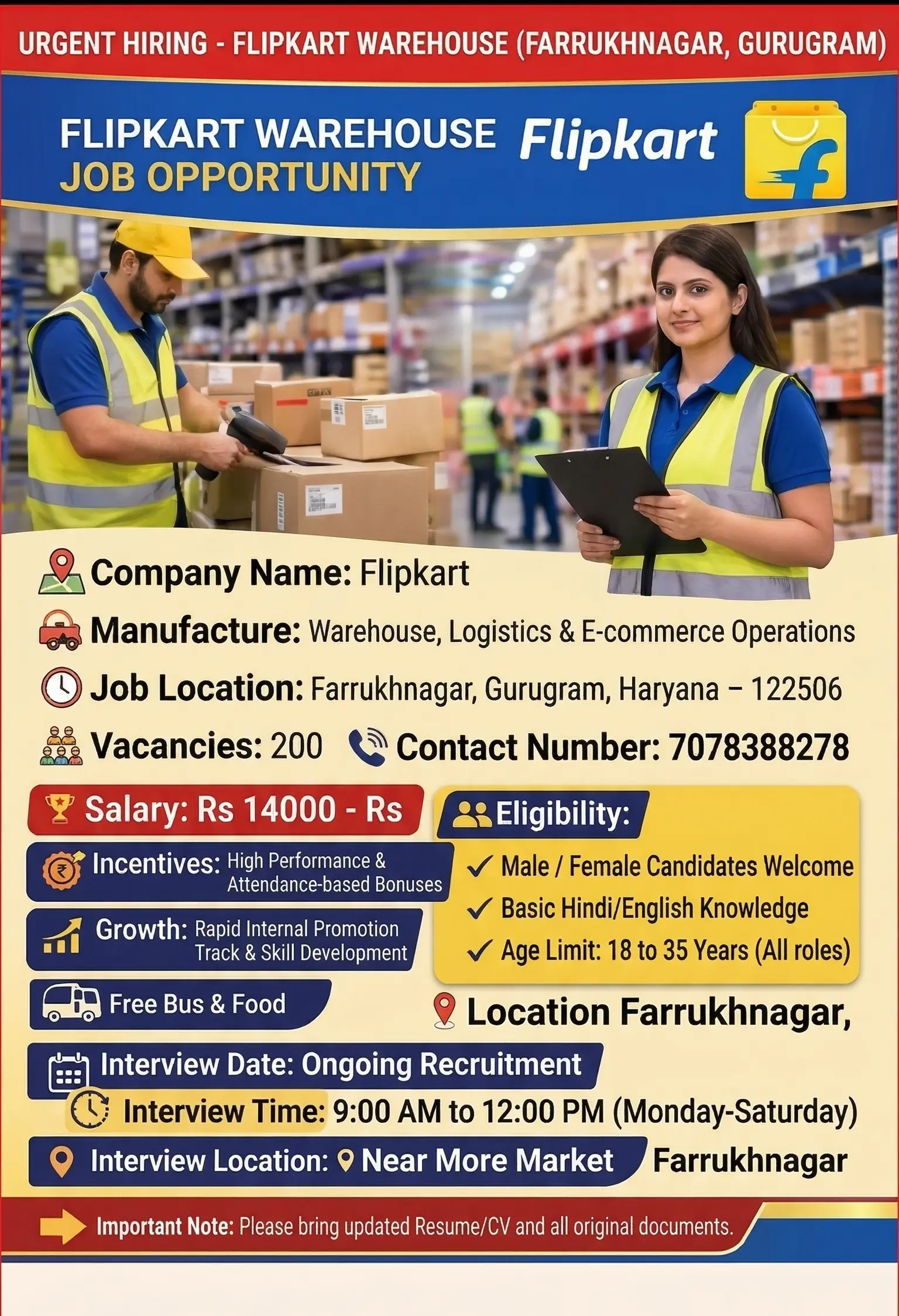 Flipkart Packing Job Recruitment 2026 | Gurgaon Warehouse Vacancy