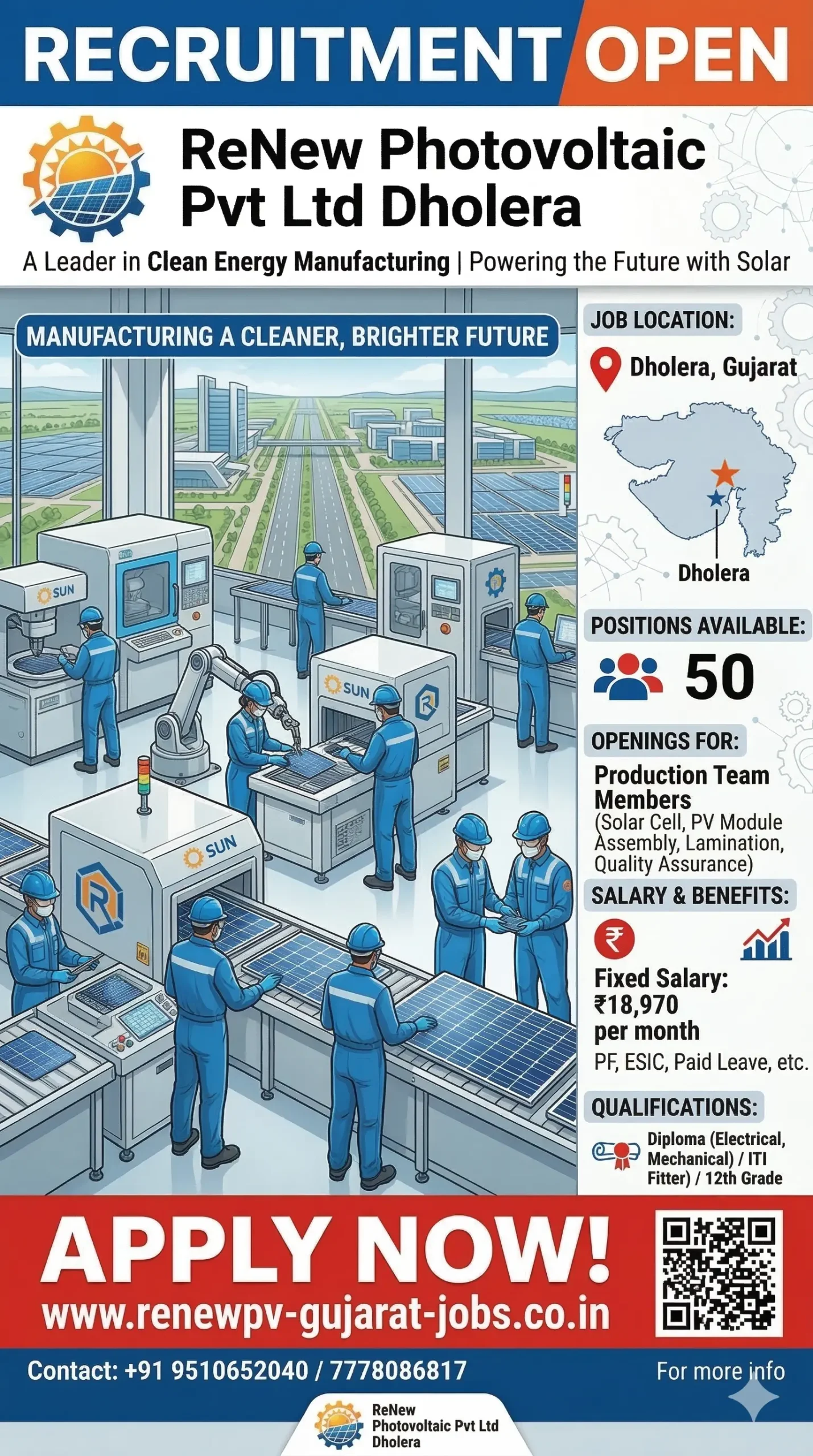 ReNew Photovoltaic Pvt Ltd Dholera Recruitment 2026 | Solar Plant Job