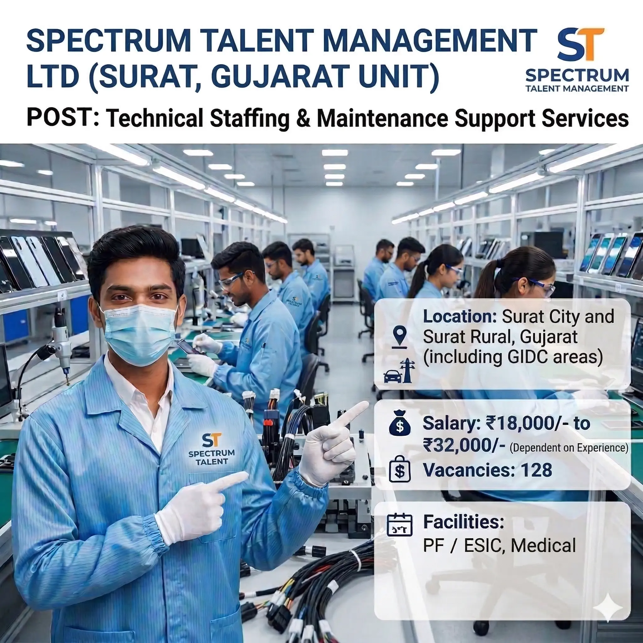 Spectrum Talent Management Ltd Recruitment 2026 | Technician Job Surat