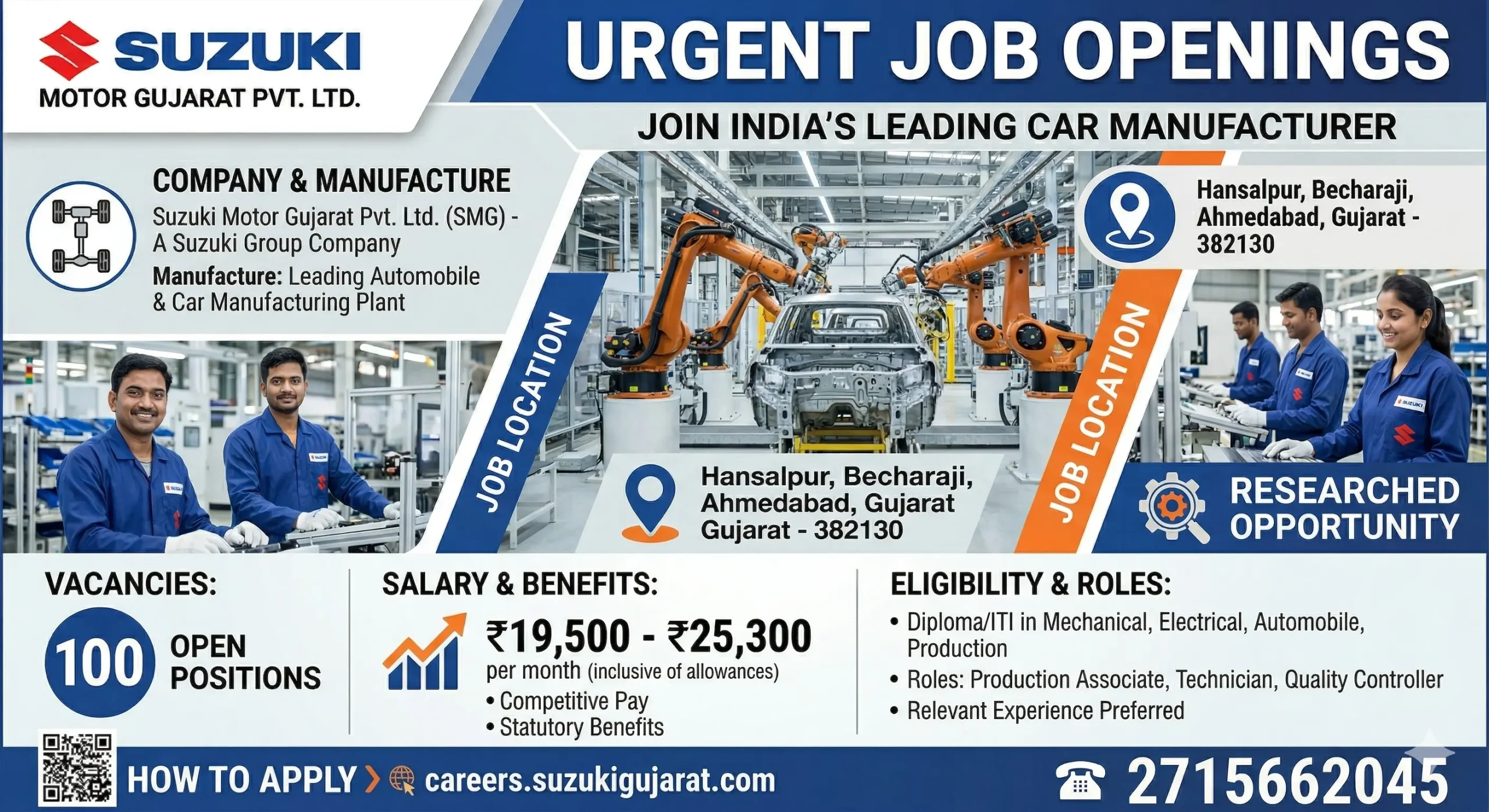 Suzuki Motor Campus Placement 2026: ITI Pass Jobs | Direct Interview | Salary Up to ₹25,300