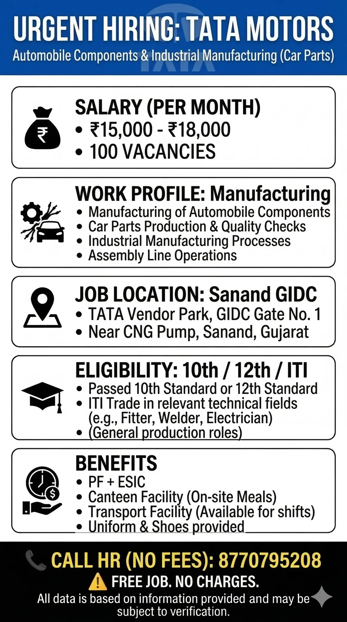 TATA Motors Recruitment 2026 | Sanand GIDC Job Vacancy