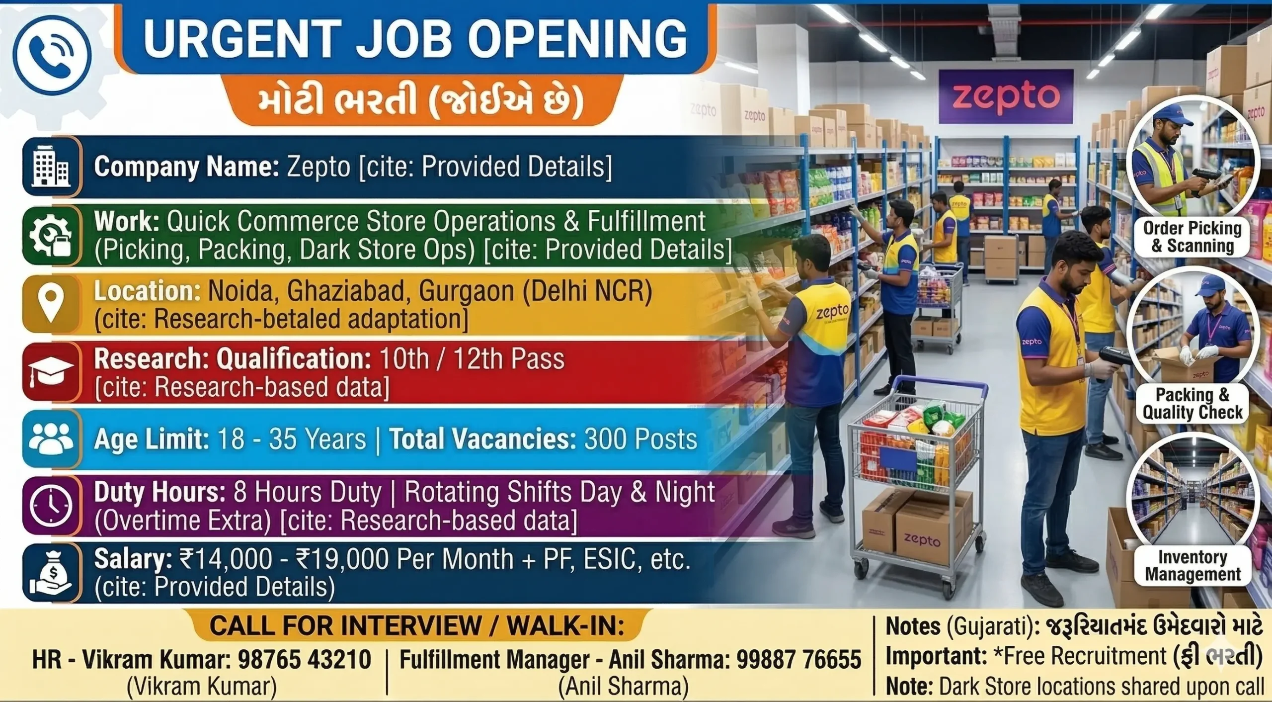 Zepto Recruitment 2026 | Packing Picker Job in Noida