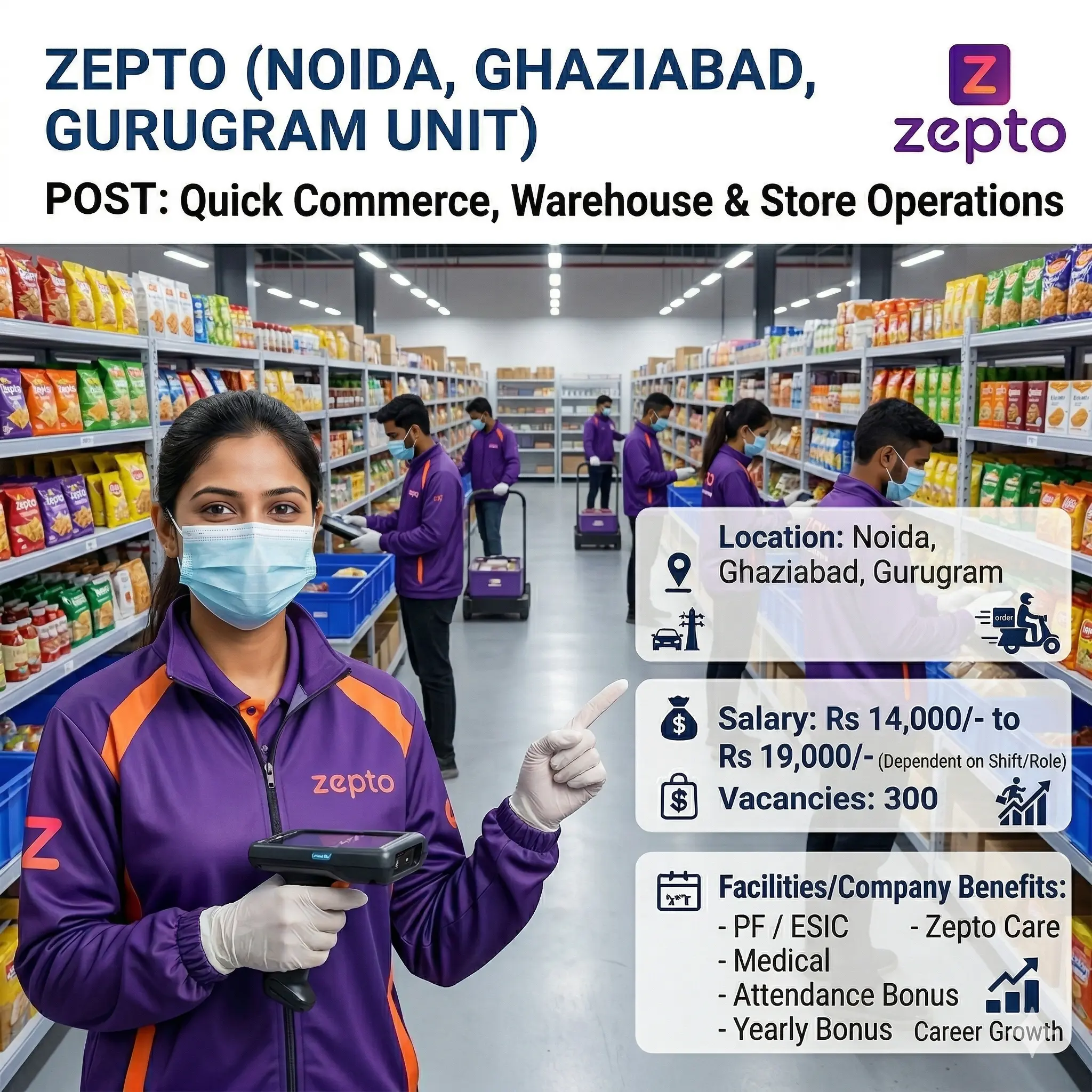 Zepto Recruitment 2026 | Packing Picker Job in Noida Gurgaon