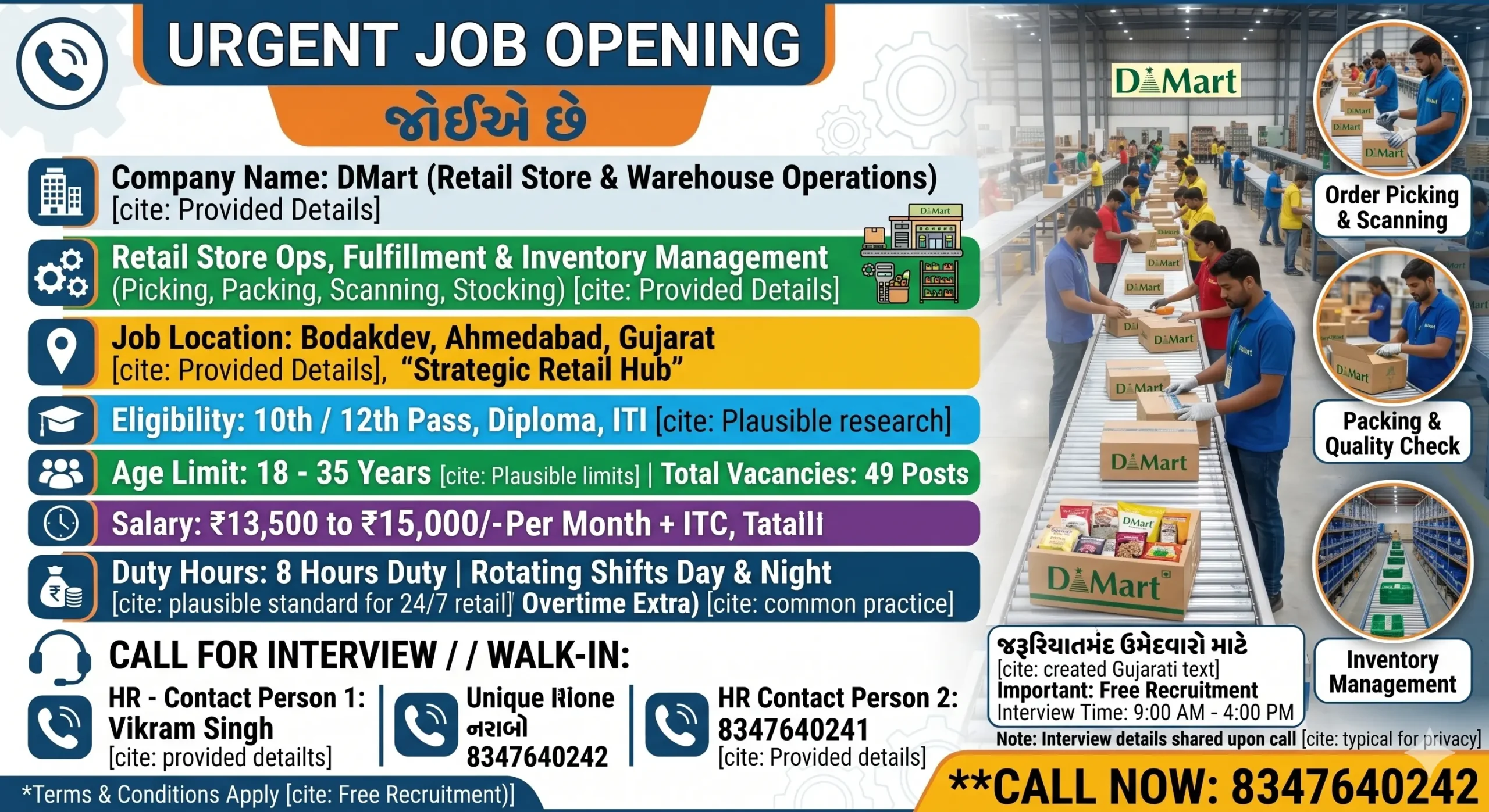 Dmart Ahmedabad Jobs – Store Keeper, Packing Boy & Helper भर्ती 2026