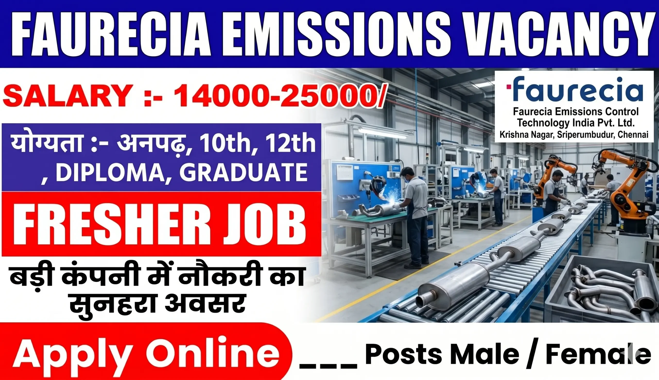 Faurecia Emissions Chennai Jobs – Operator & Quality Inspector भर्ती 2026