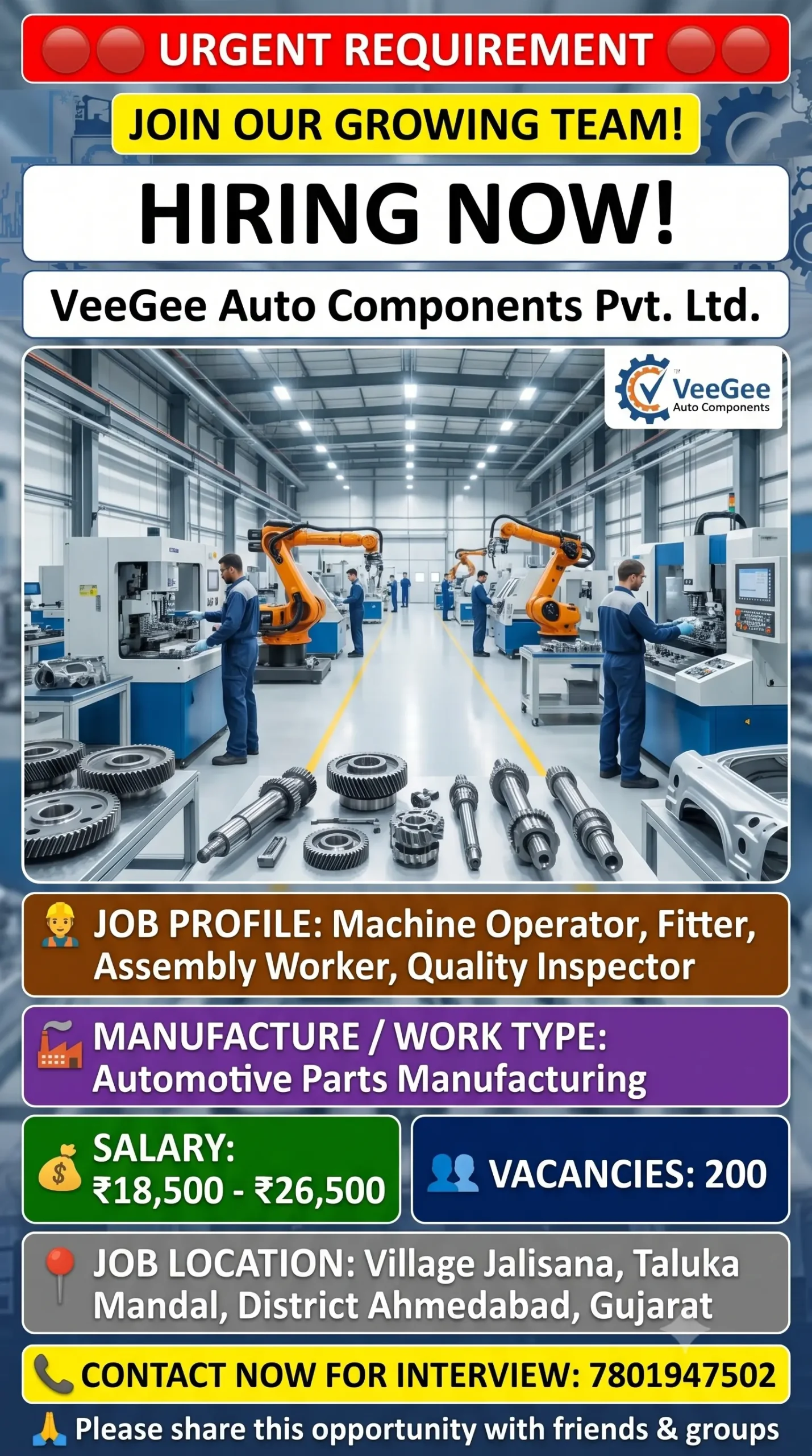 VeeGee Auto Components Jalisana Jobs – Helper Vacancy 2026