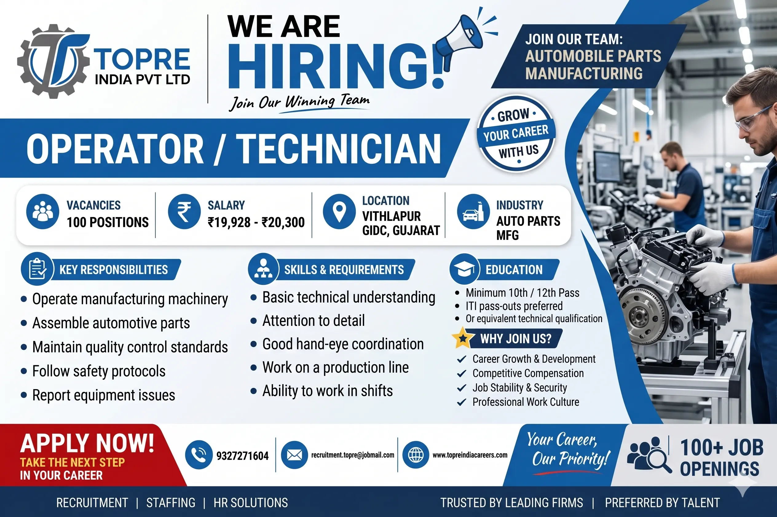 Topre India Vithlapur Jobs – Operator & Technician Vacancy 2026