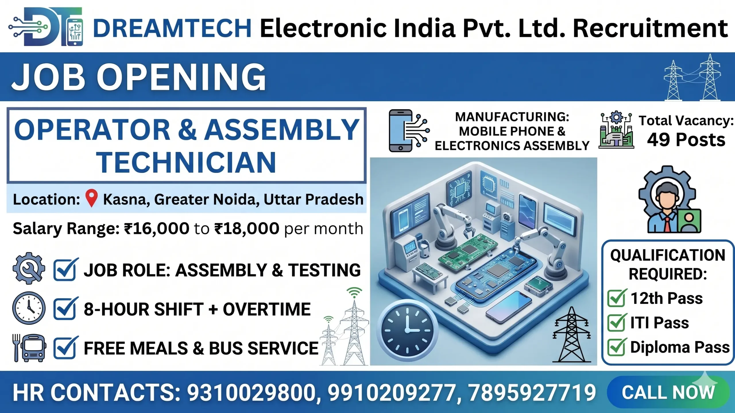 Dreamtech Electronic Recruitment 2026 | PCB Testing & DS Testing Jobs in Greater Noida