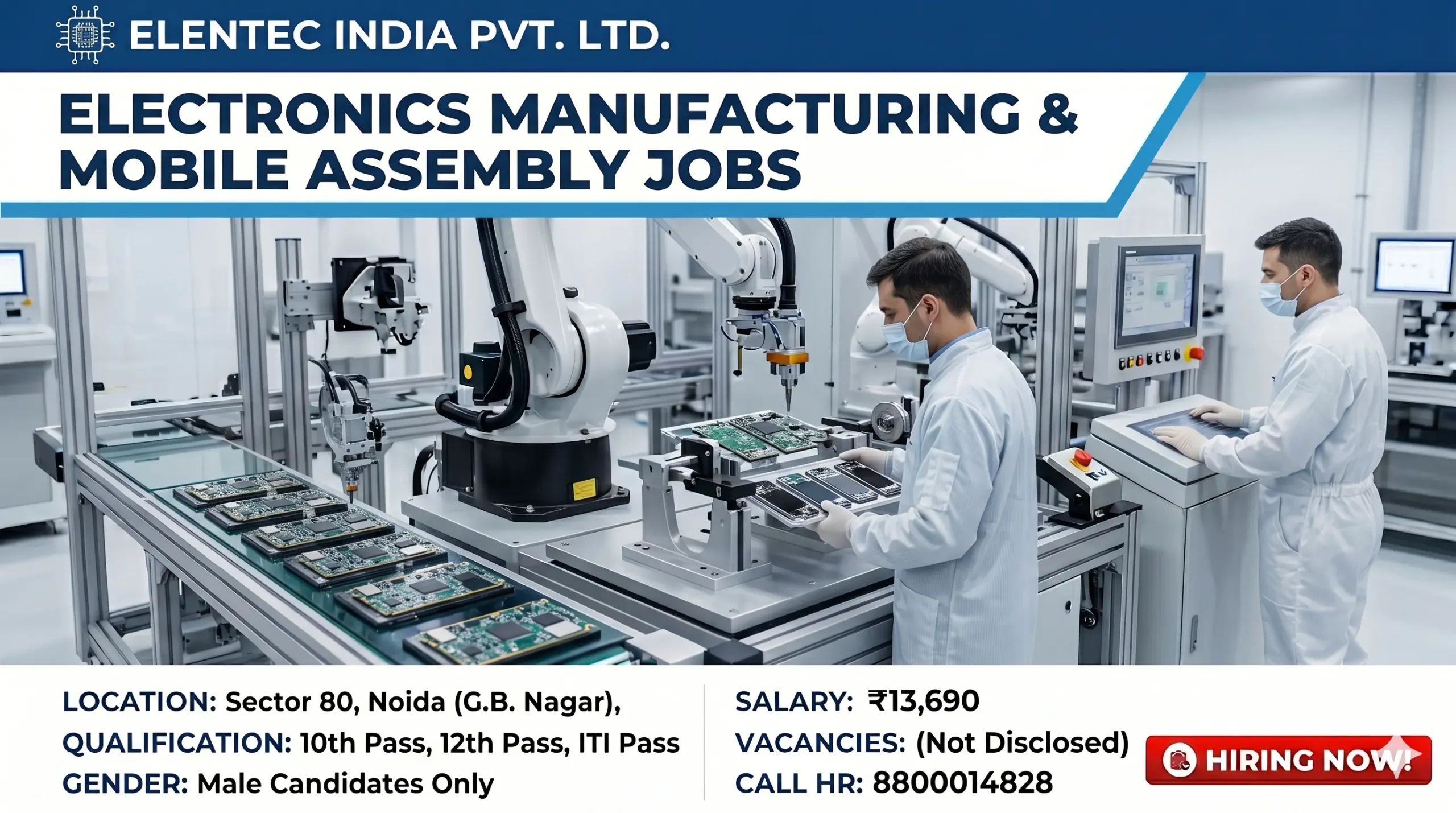 Elentec Company Job Sector 80 Noida 2026 | 10th, 12th, ITI Freshers Vacancy