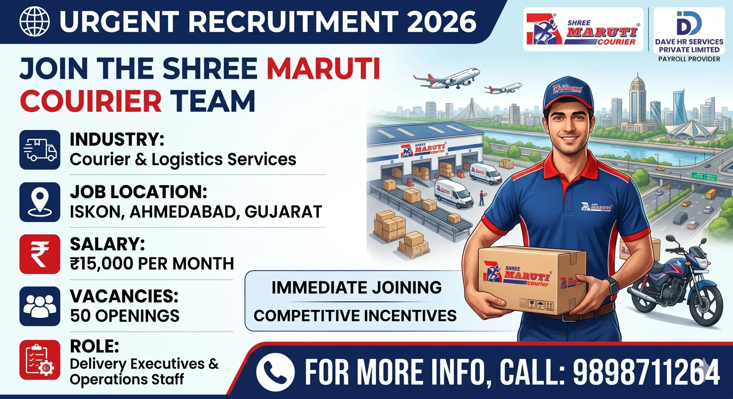 Shree Maruti Courier Recruitment 2026 | Delivery Executive Jobs in Ahmedabad