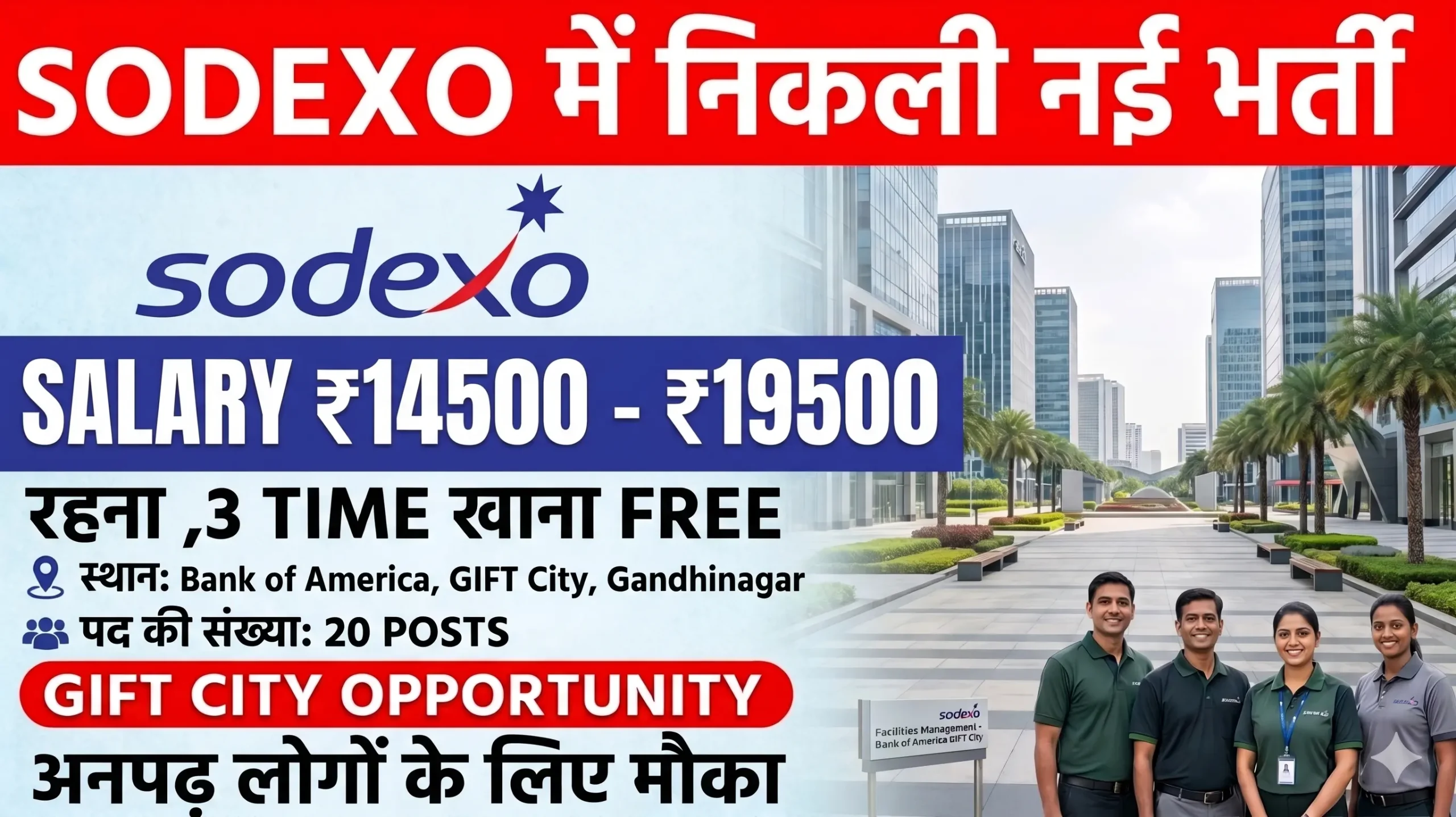 Sodexo Facilities Management Recruitment 2026 | Housekeeping & Pantry Staff Jobs | GIFT City Gandhinagar