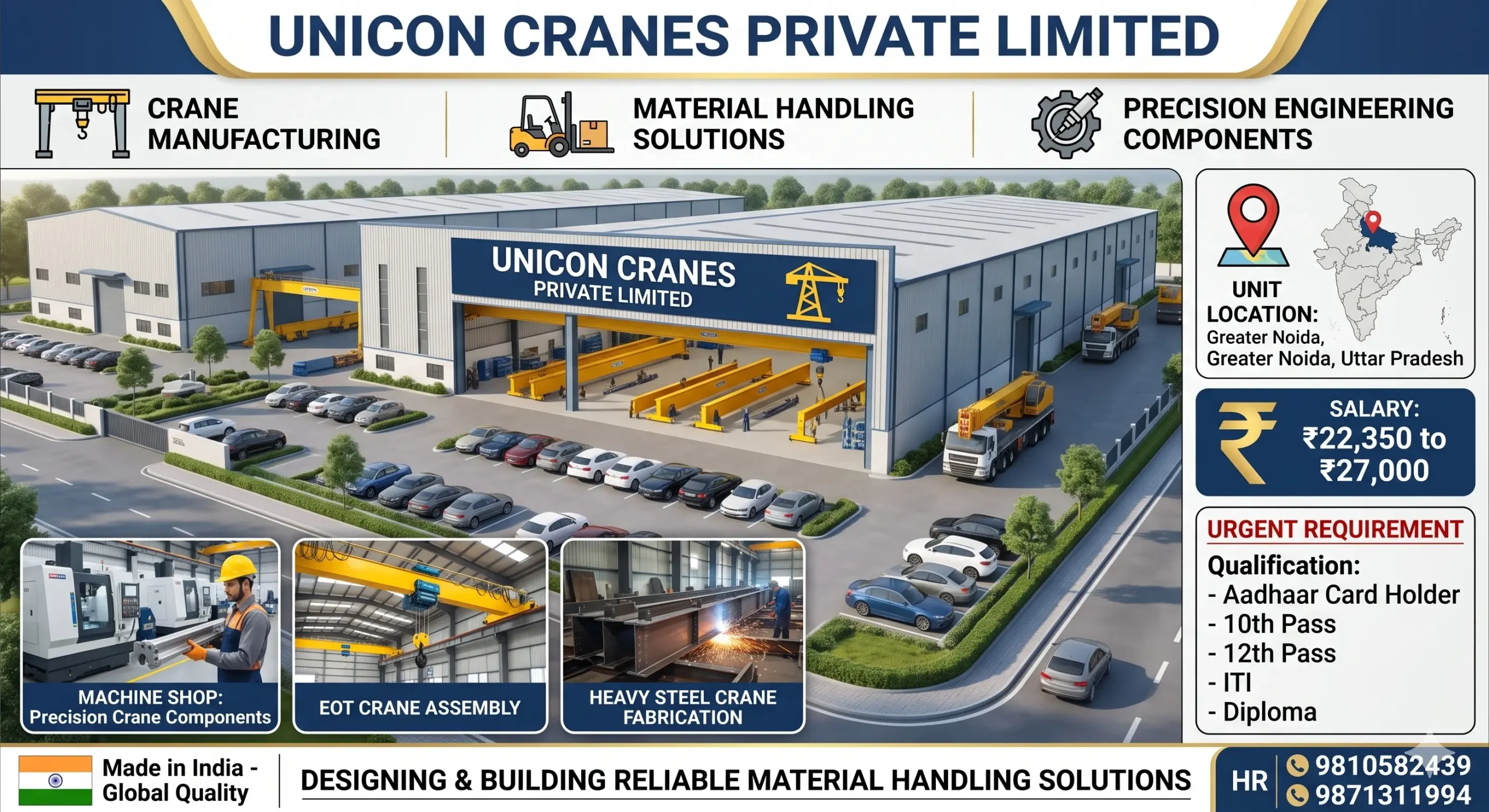 Unicon Cranes Private Company Job 2026 | Greater Noida Direct Hiring | No Interview