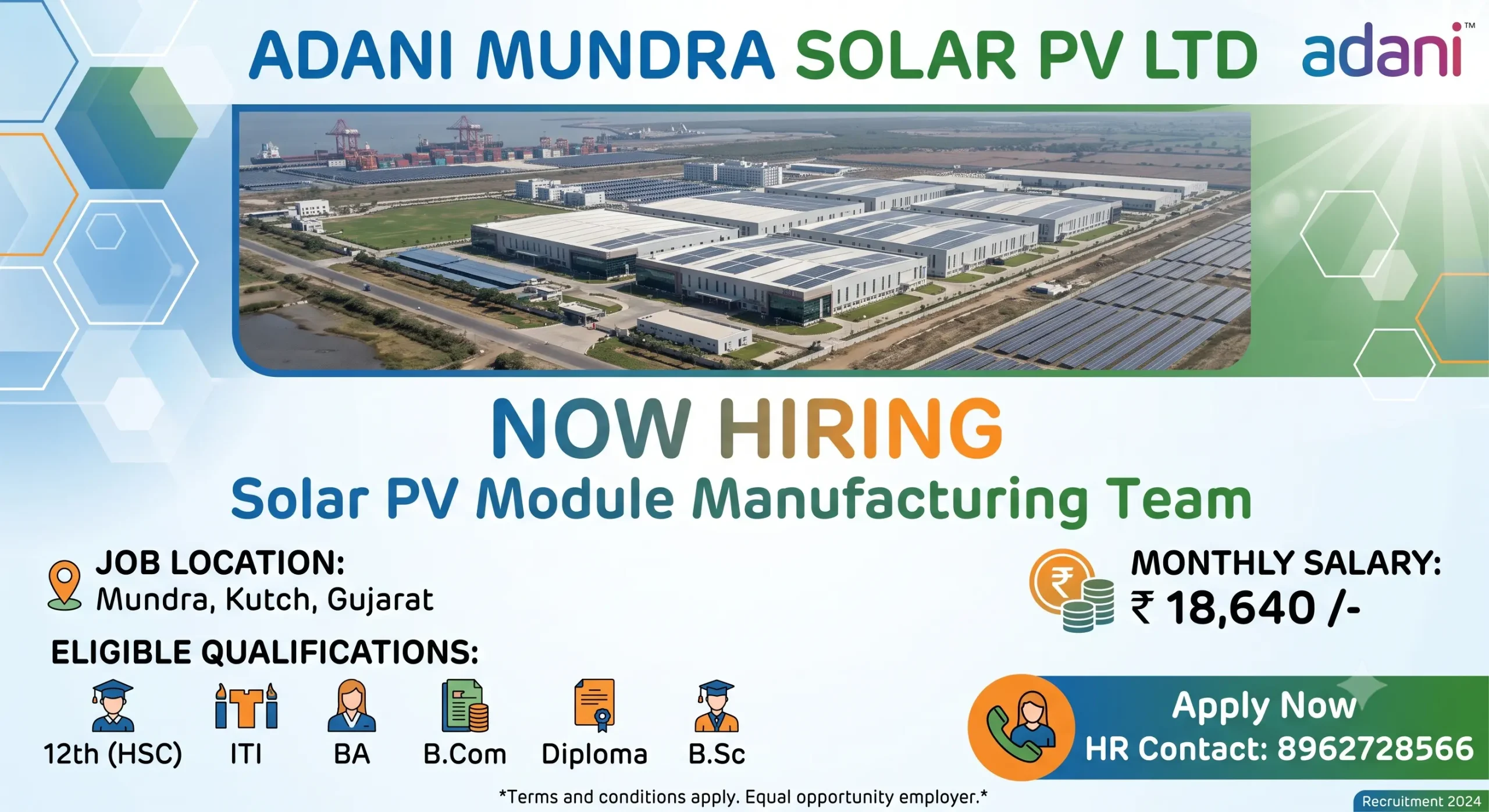 Adani Solar Recruitment 2026 | 12th, ITI, Diploma & Graduate Jobs in Gujarat