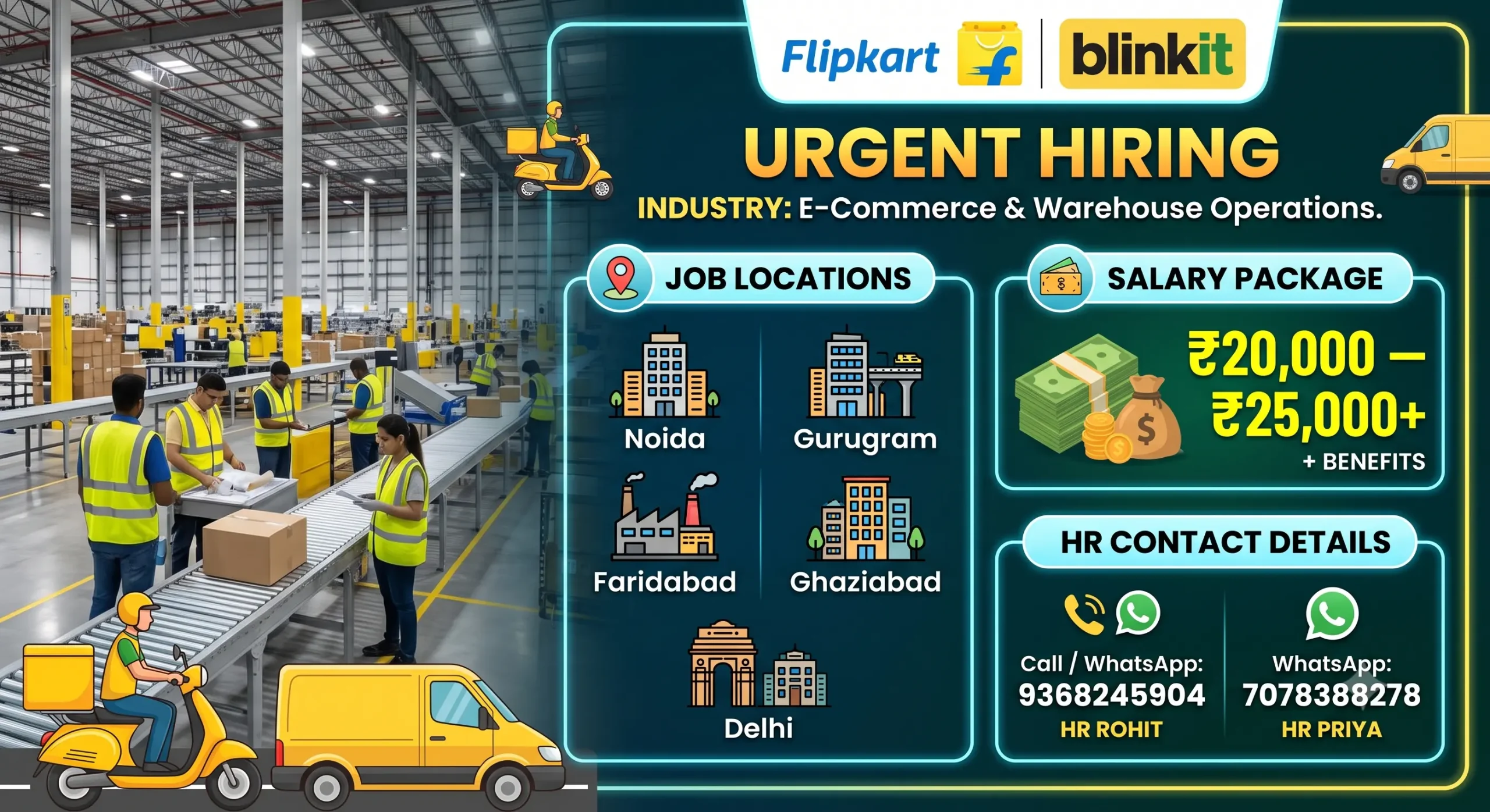 Flipkart & Blinkit Recruitment 2026 | 10th, 12th & BA Warehouse Jobs