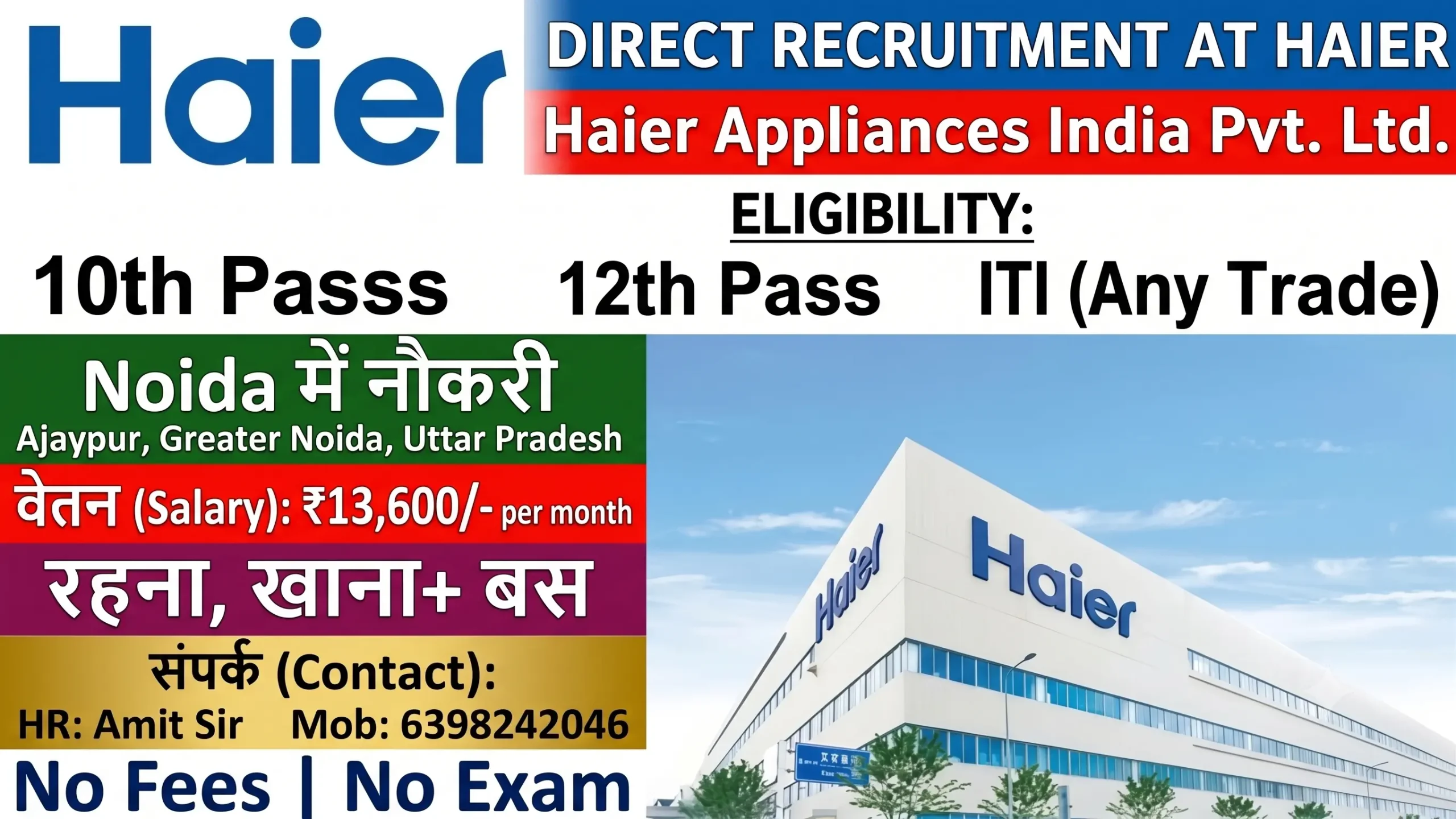 Haier Appliances India Recruitment 2026 | 10th, 12th & ITI Apprentice Jobs