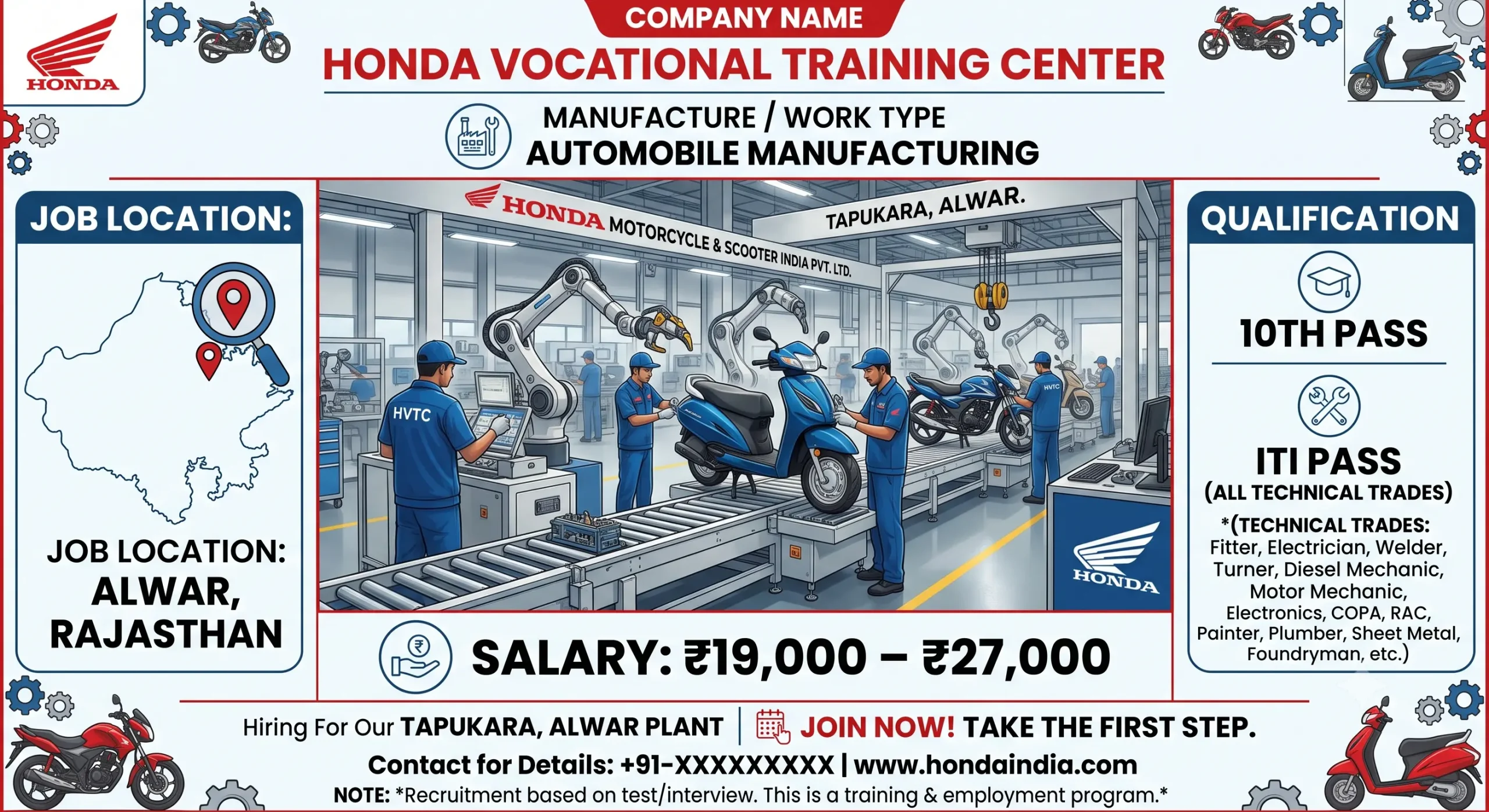 Honda ITI Recruitment 2026 | Apprentice & FTE Jobs | ITI Campus Placement