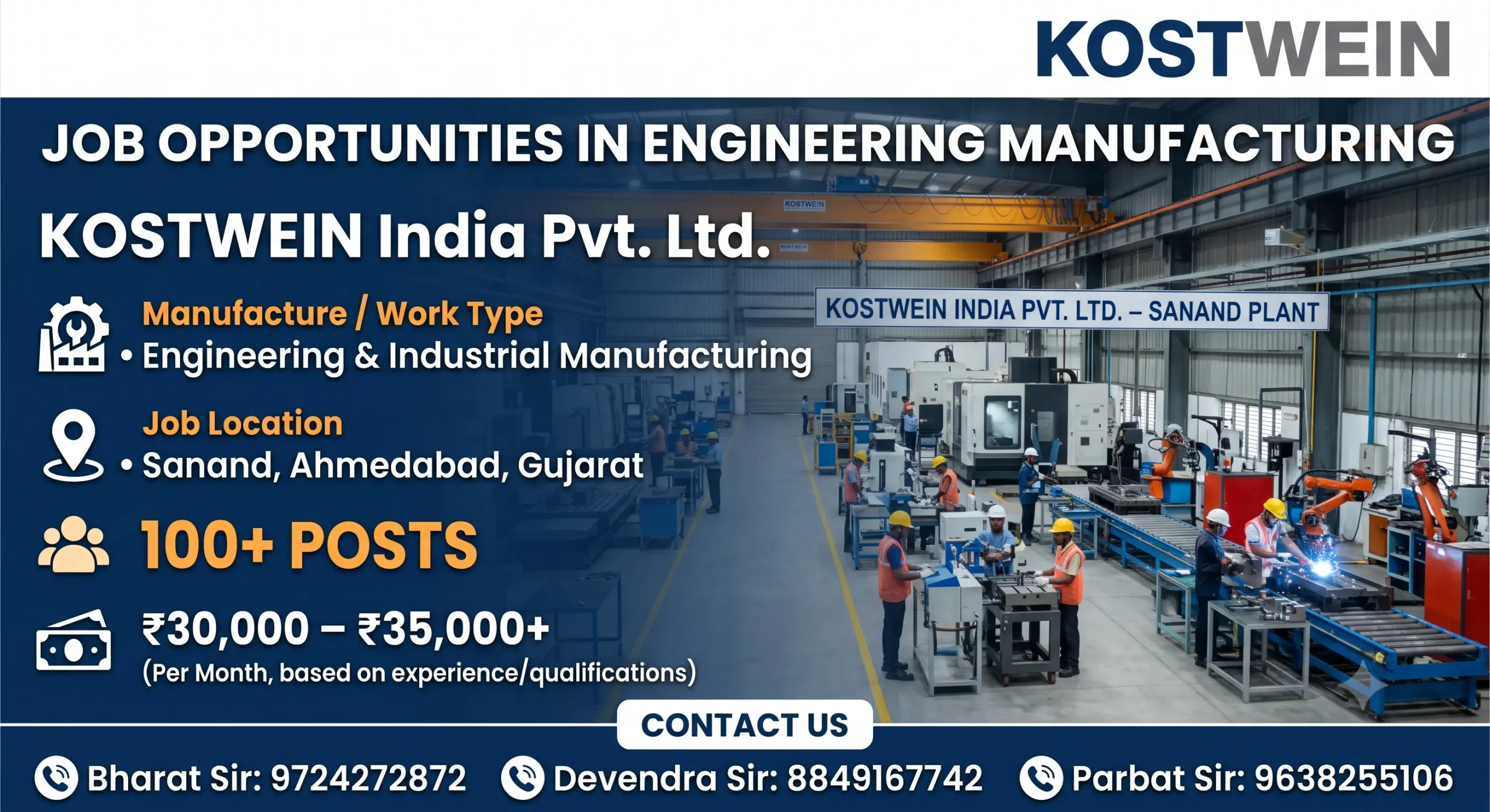 KOSTWEIN India Pvt Ltd Recruitment 2026 | HMC Operator, Welder & Fitter Jobs
