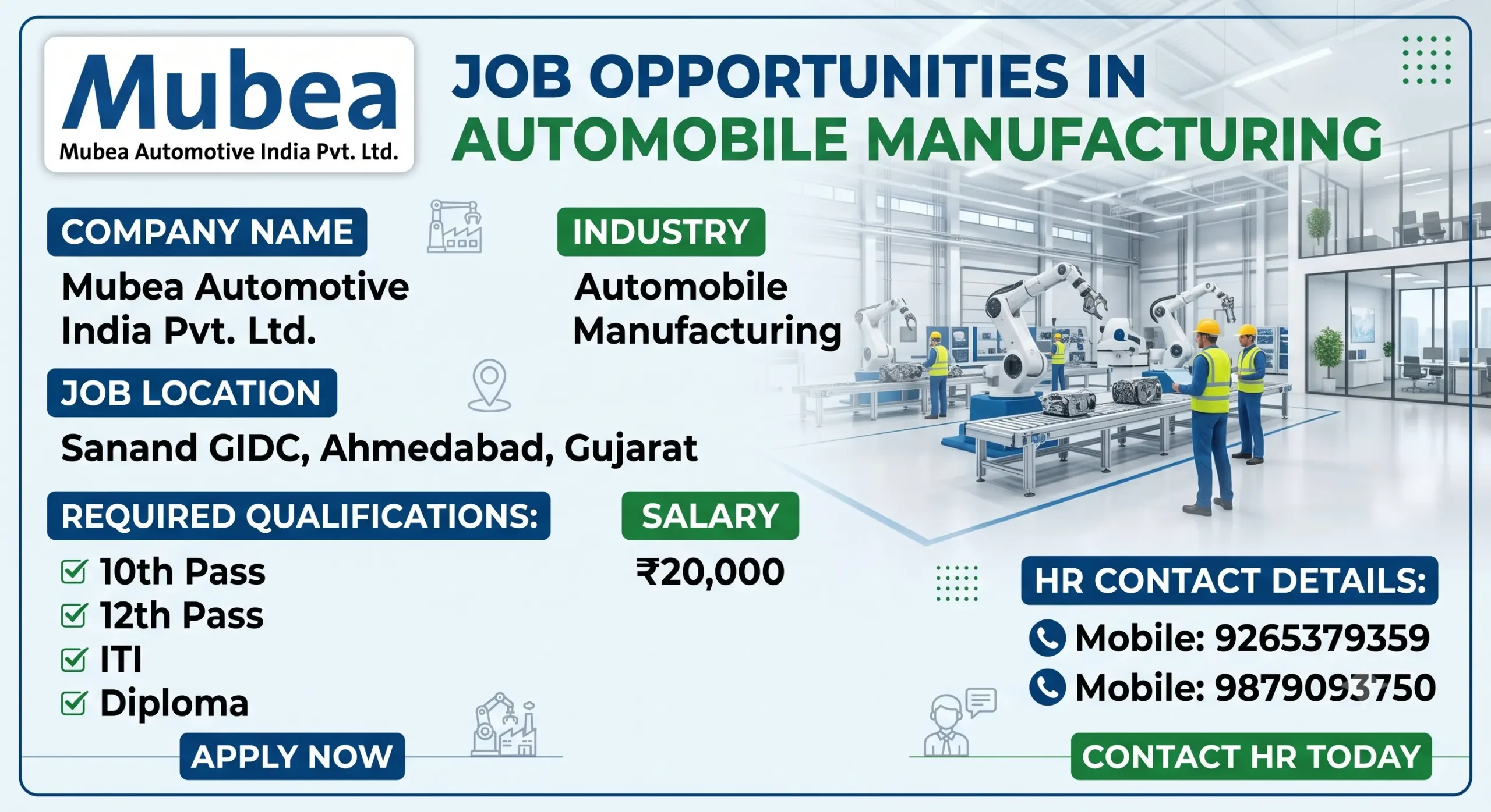 Mubea Automotive India Recruitment 2026 | 10th, 12th, ITI & Diploma Jobs