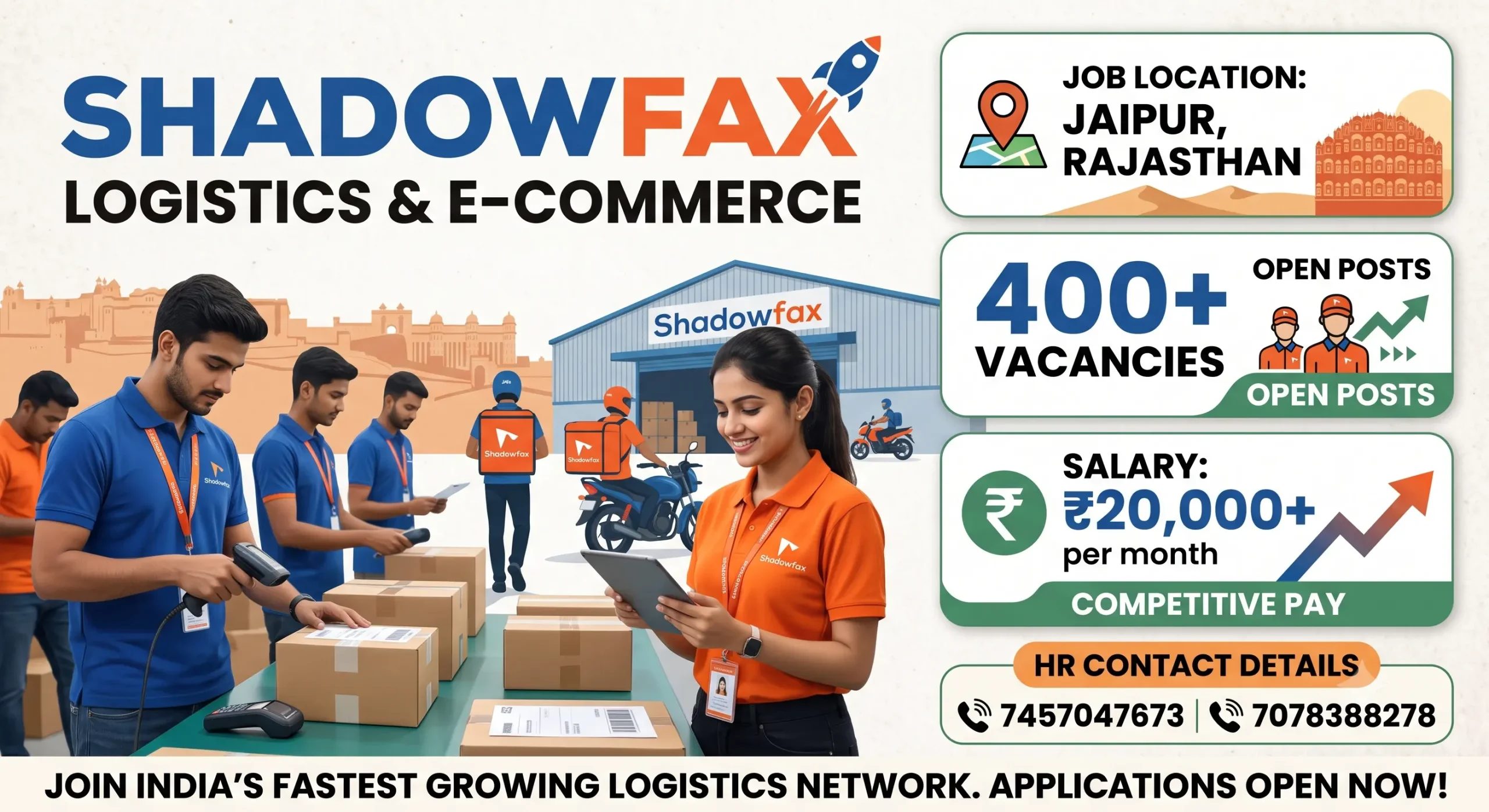 Shadowfax Jaipur Recruitment 2026 | 400 Vacancy for Male & Female