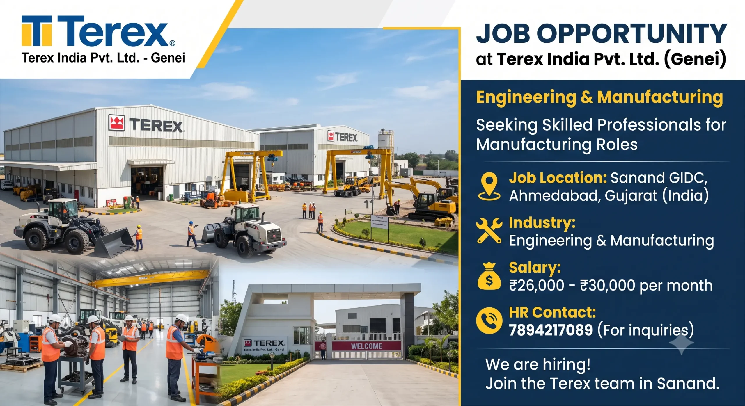 Terex India Pvt. Ltd. Genei Recruitment 2026 | ITI & Diploma Operator Jobs