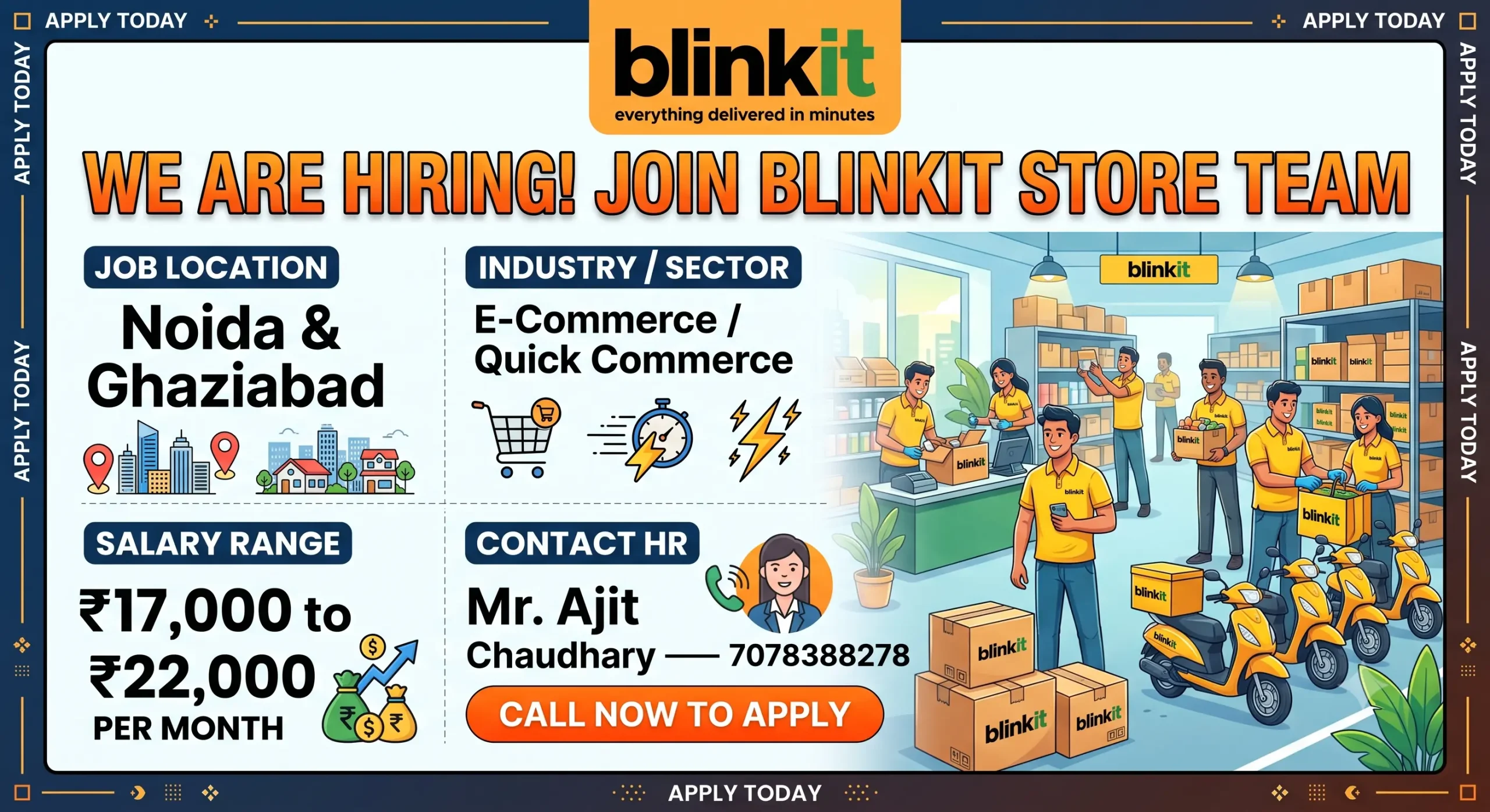 Blinkit Store Recruitment 2026 | Noida & Ghaziabad Jobs | ₹17,000–₹22,000 Salary