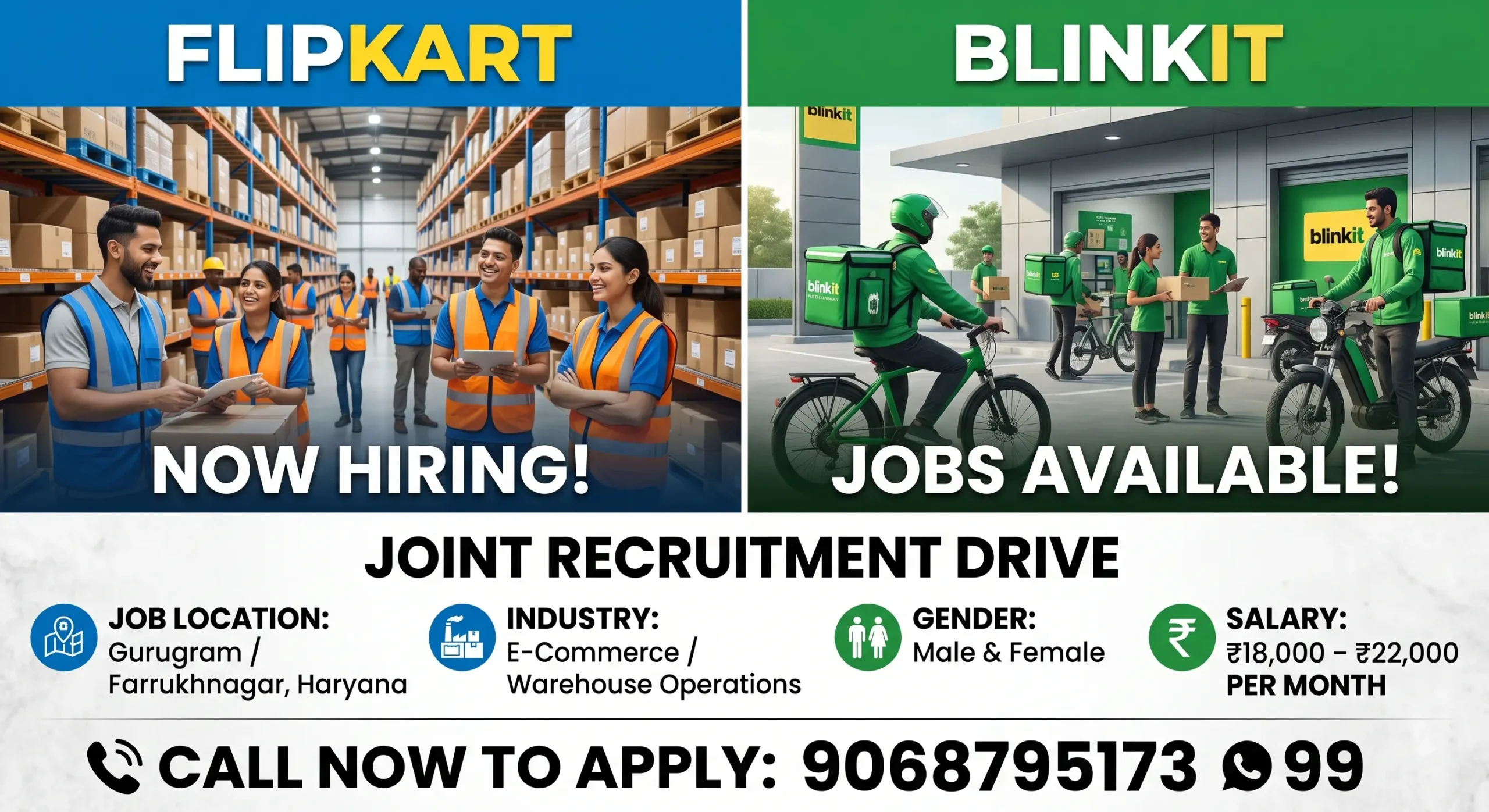 Flipkart & Blinkit Recruitment 2026 | 500 Posts | 10th & 12th Pass Jobs