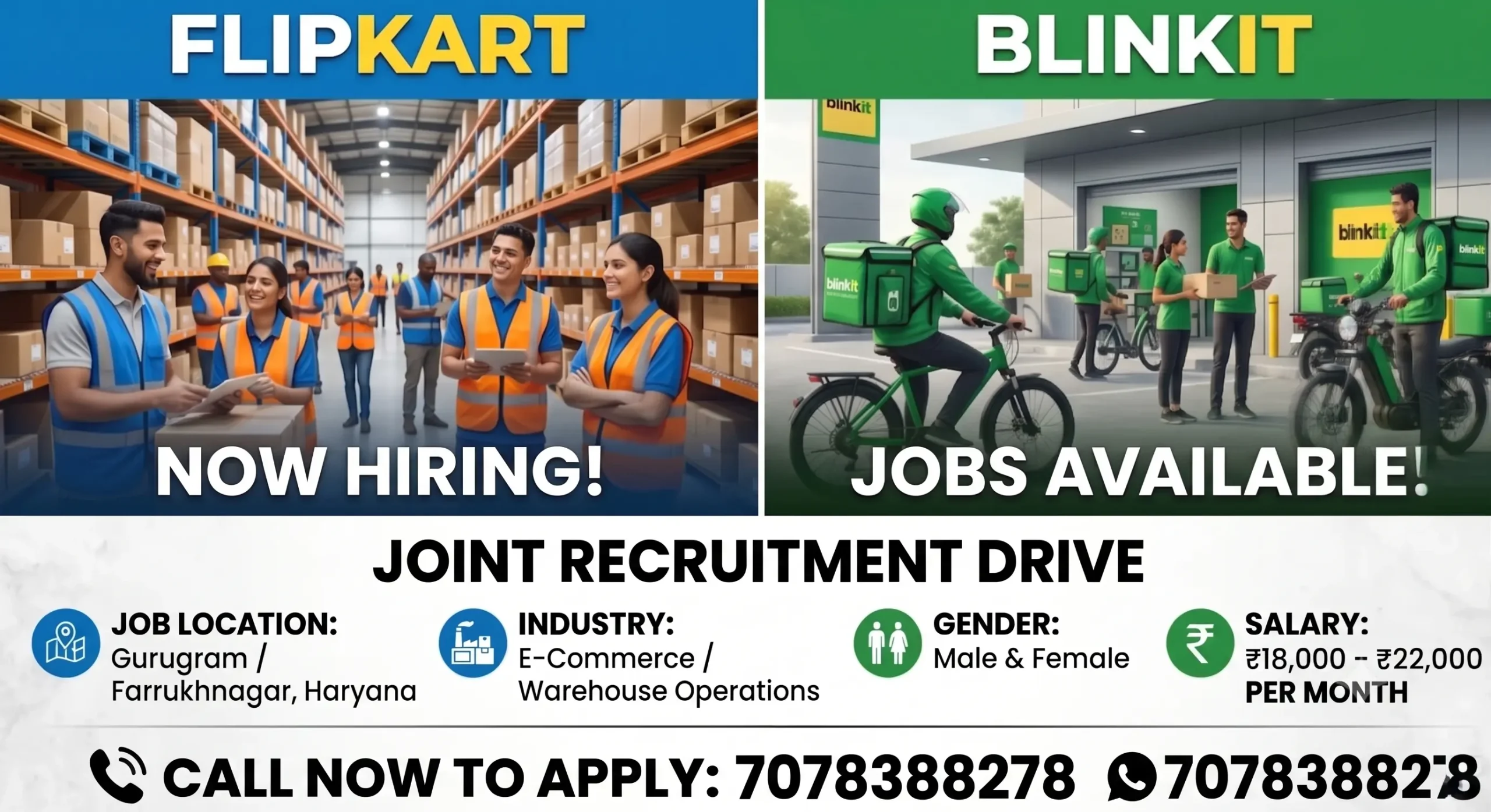 Flipkart and blinkit – Operator, Packing Boy