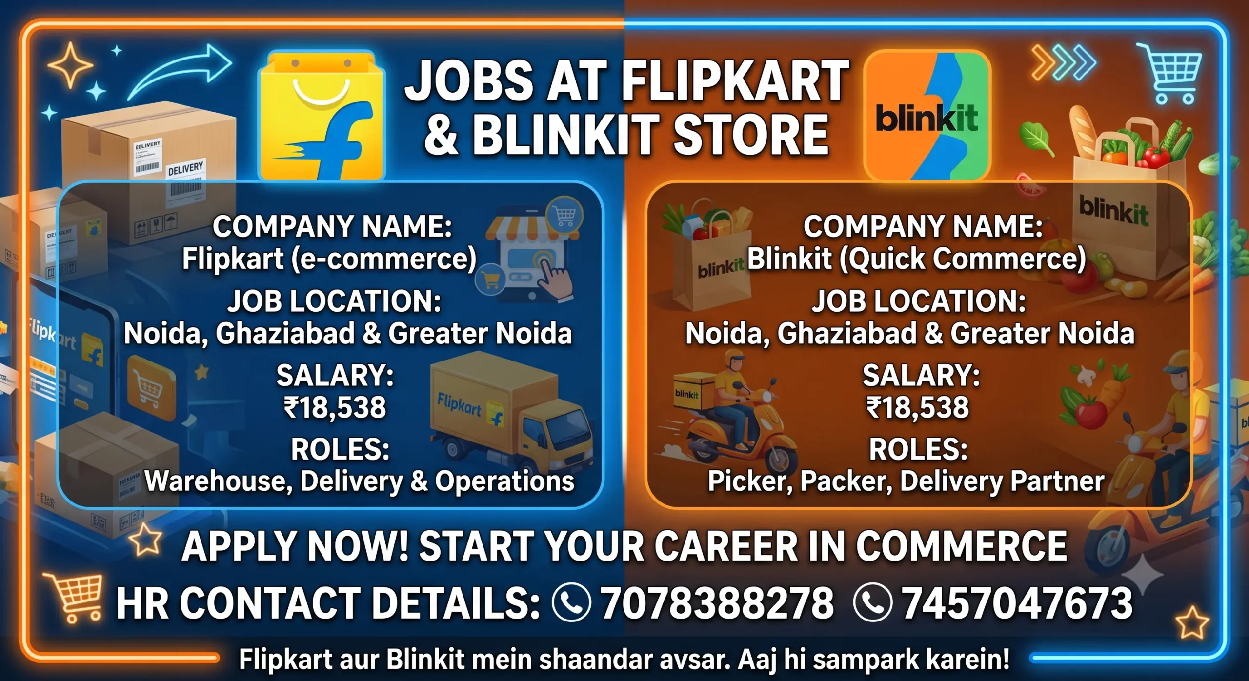 Flipkart & Blinkit Store Recruitment 2026 | Noida & Ghaziabad Jobs