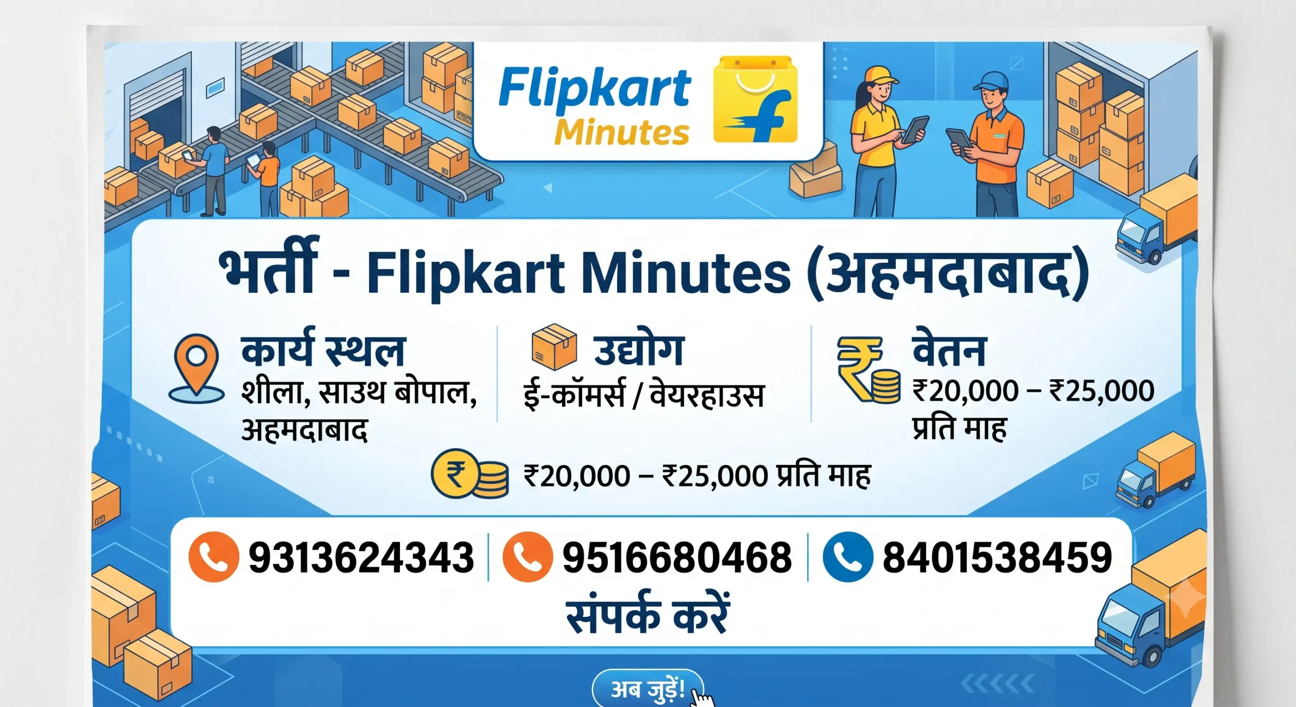 Flipkart Minutes Recruitment 2026 – Ahmedabad में ₹20,000 से ₹25,000 Salary