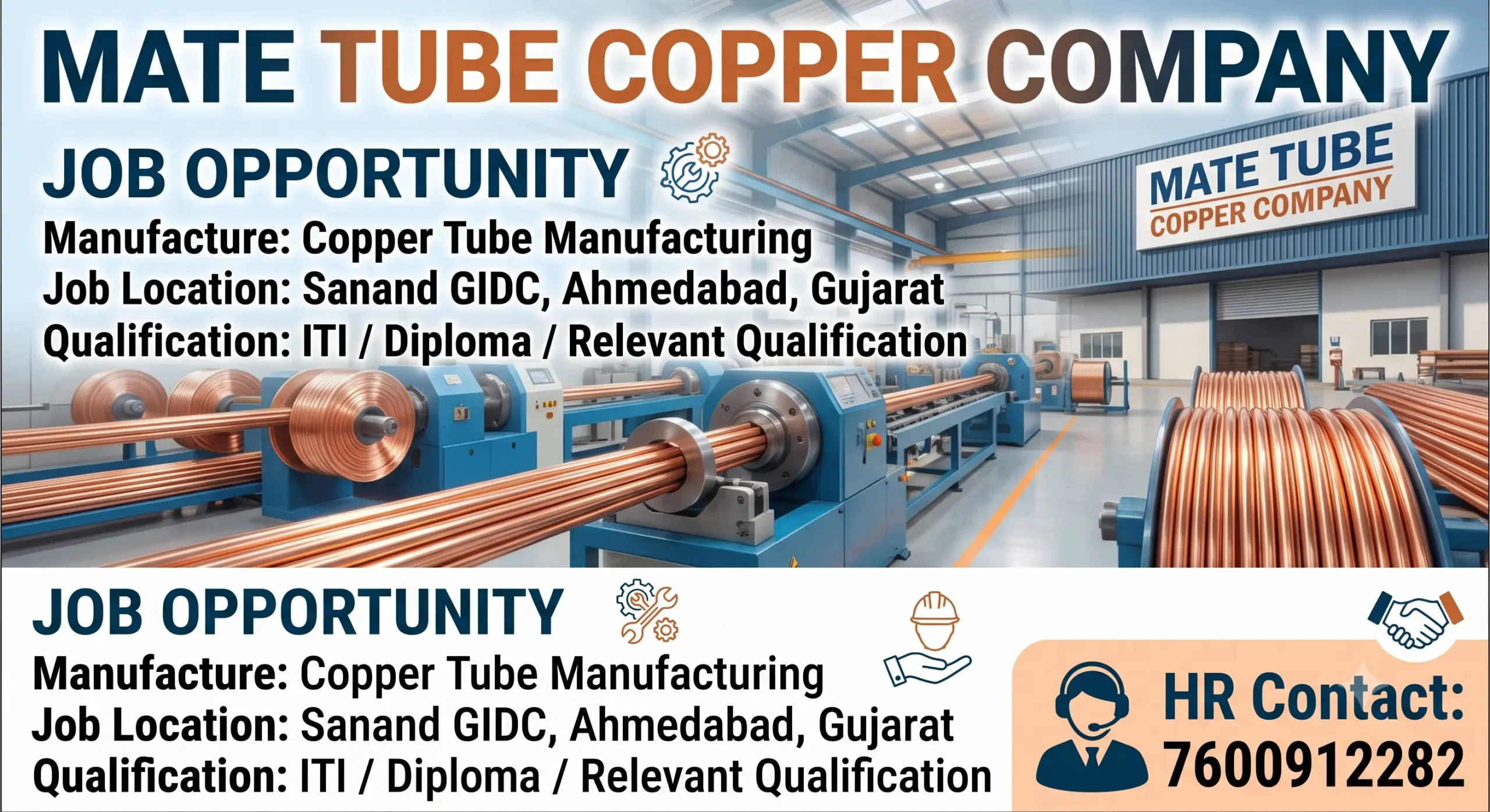 Mate Tube Copper Company Recruitment 2026 | Production, Quality & Electrician Jobs