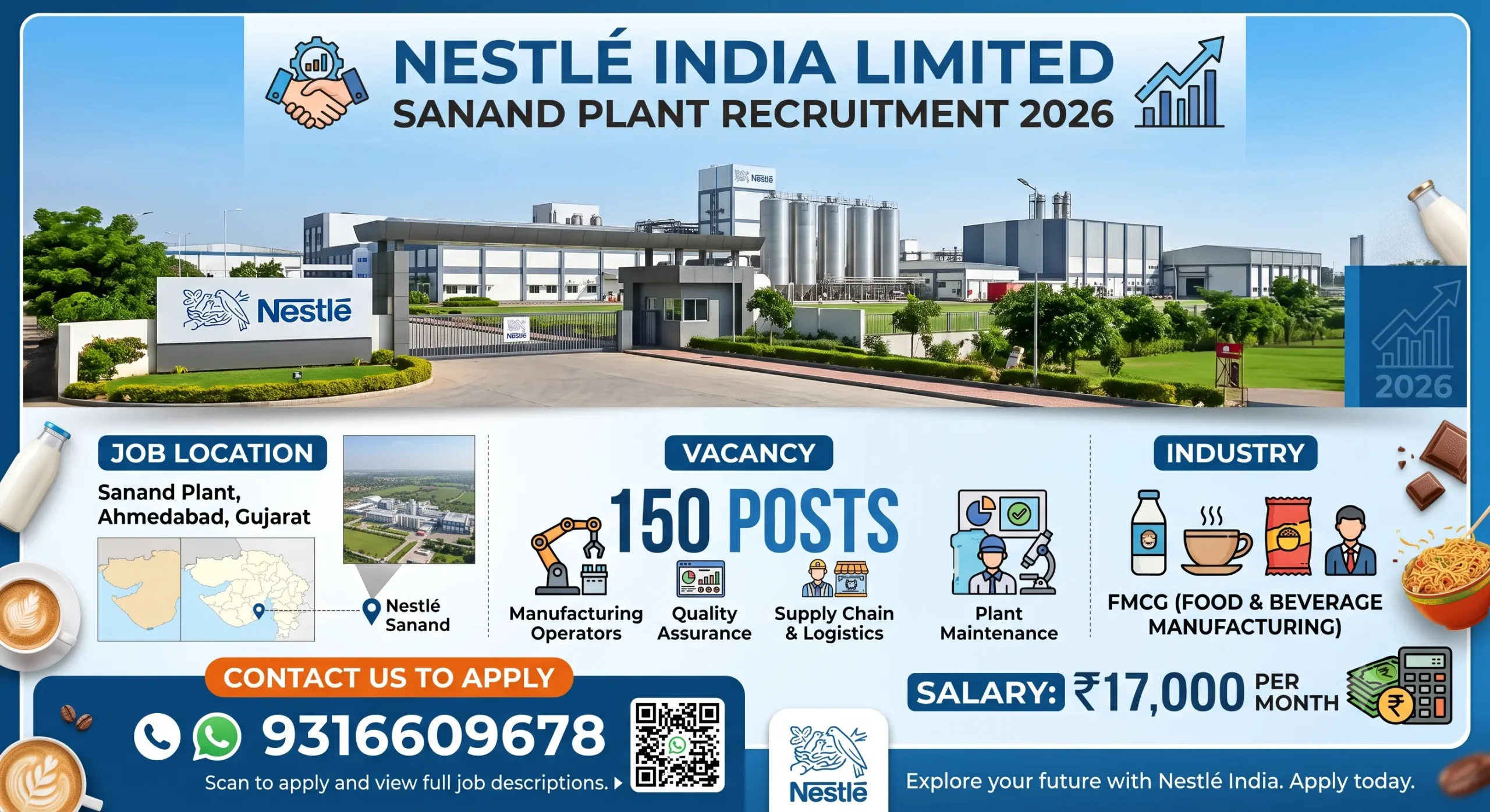 Nestlé Sanand Plant Recruitment 2026 | ITI Production Trainee Jobs | 150 Vacancies