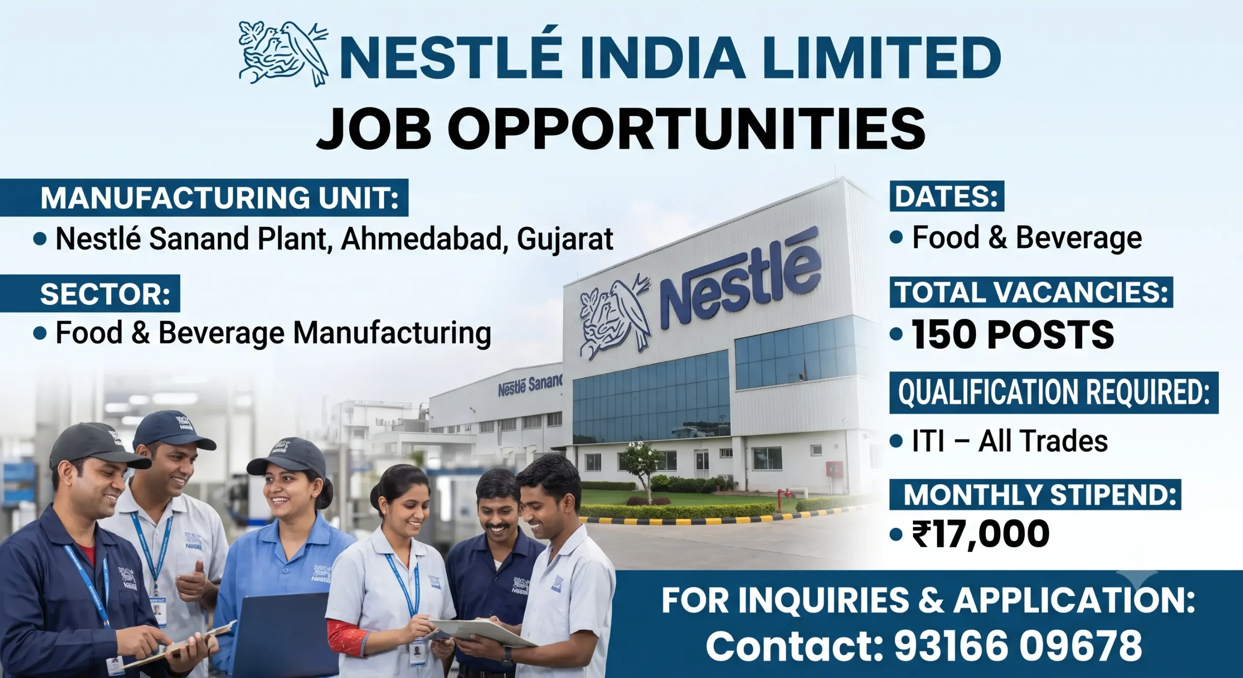 Nestlé Sanand Recruitment 2026 | ITI Production Trainee Vacancy | 150 Posts