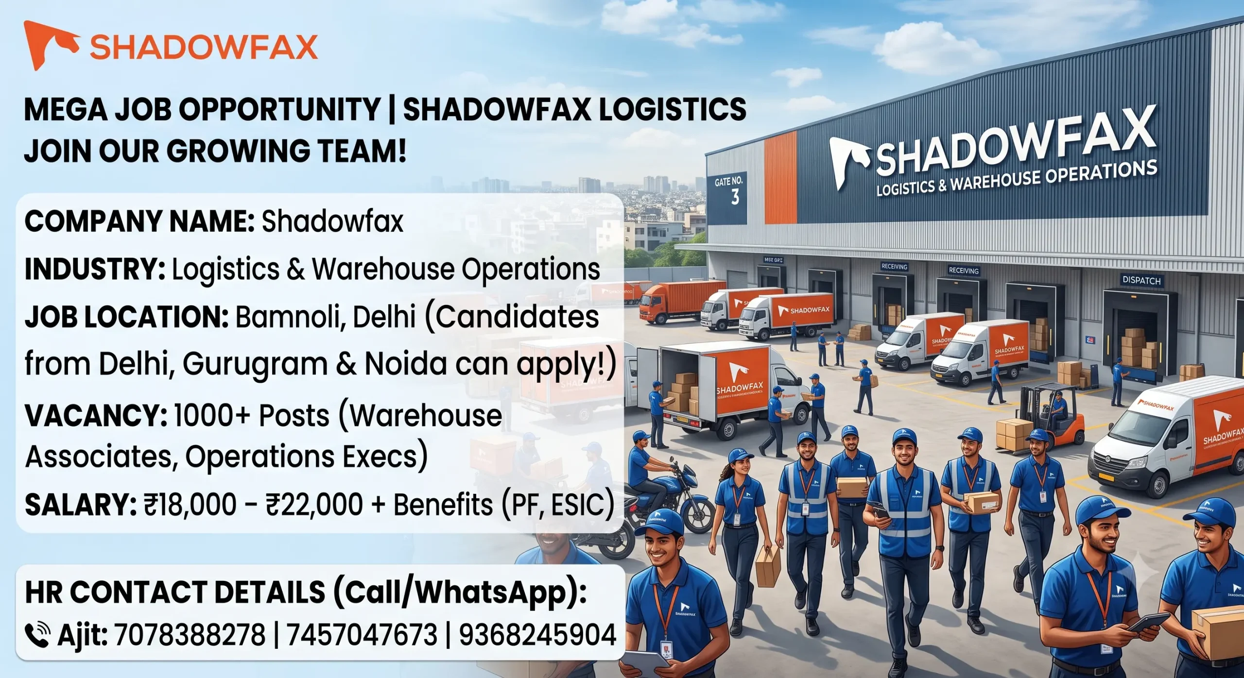 Shadowfax Recruitment 2026 | 1000 Vacancies | Same Day Interview & Next Day Joining