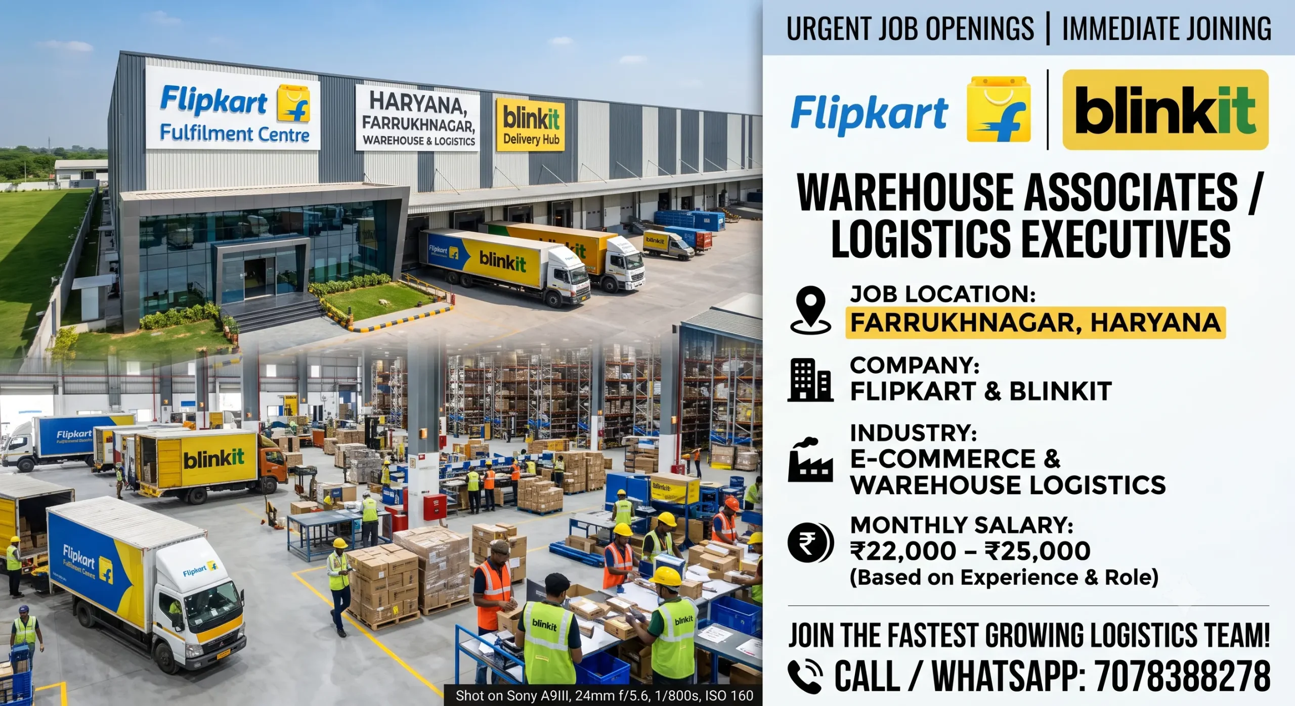 Flipkart & Blinkit Recruitment 2026 Haryana – 500 Vacancy, 10th/12th Pass Jobs, Salary Up to ₹25,000