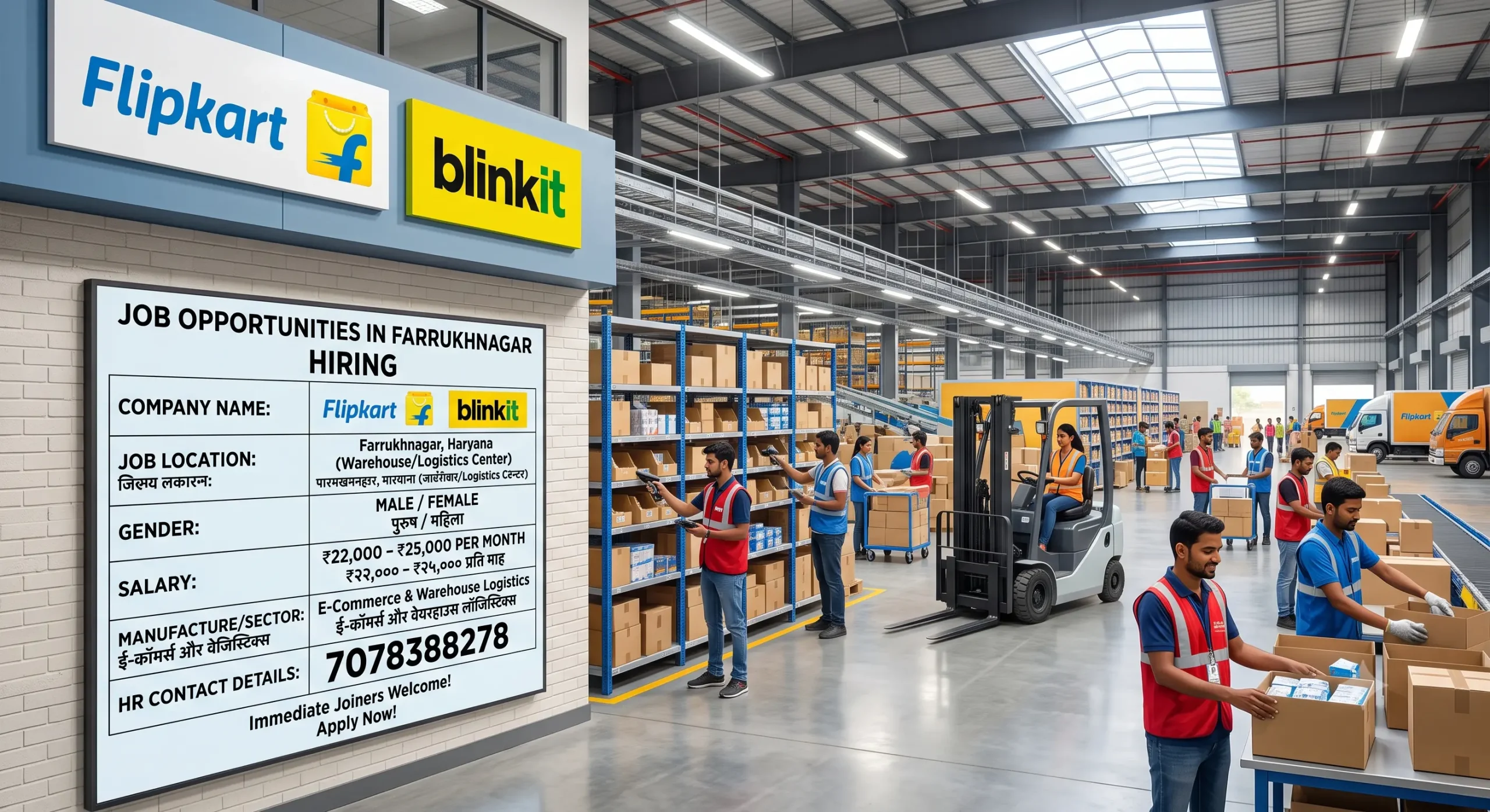 Flipkart & Blinkit Recruitment 2026 Farrukhnagar – 500 Vacancies, Salary Up to ₹25,000