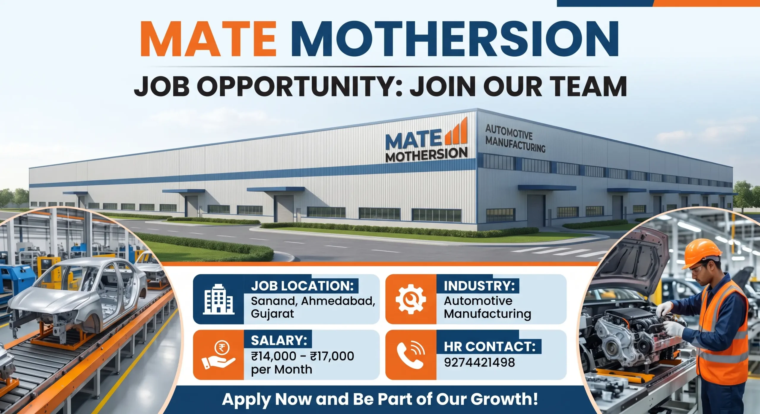 MATE MOTHERSION Recruitment 2026 Sanand – 5th to ITI Jobs, Salary ₹17,000